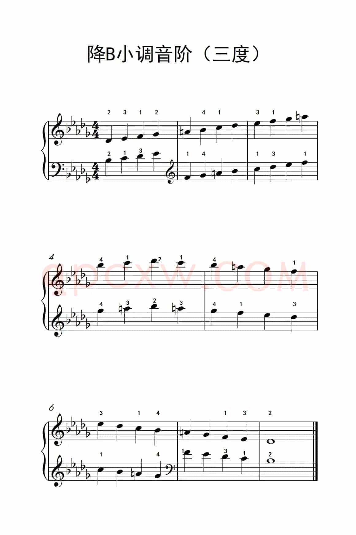 降B小调音阶（六度）（孩子们的钢琴音阶、和弦与琶音 2）