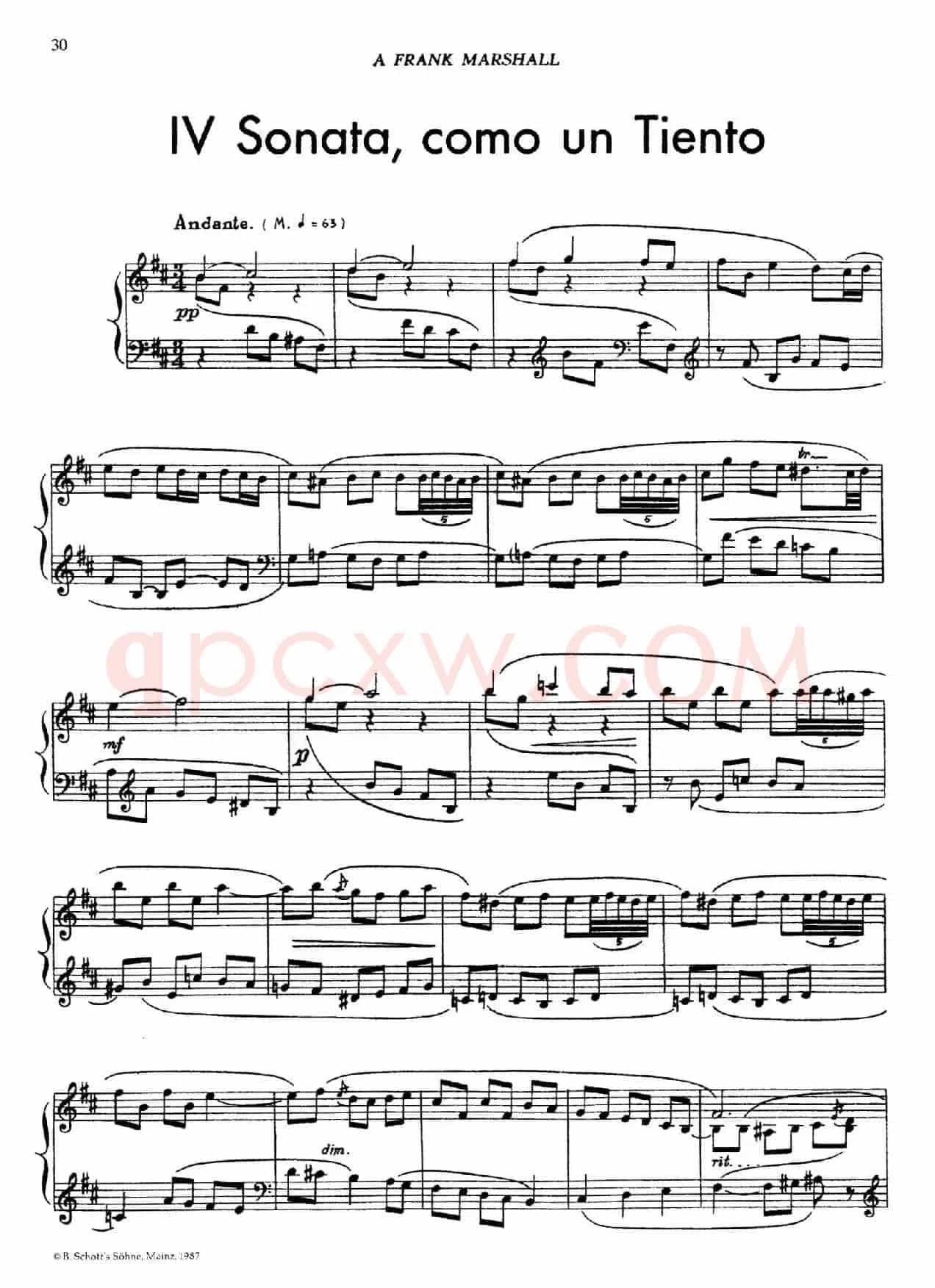 5首卡斯蒂利亚奏鸣曲（Ⅳ Sonata,como un Tiento）