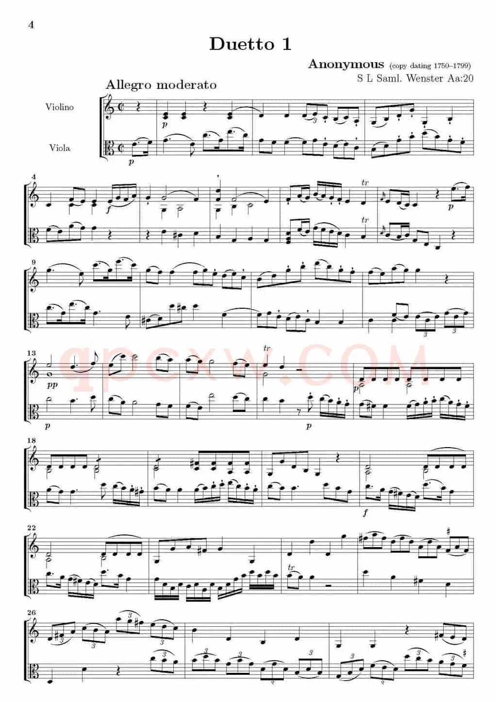 Duetto 1（小提琴+中提琴）