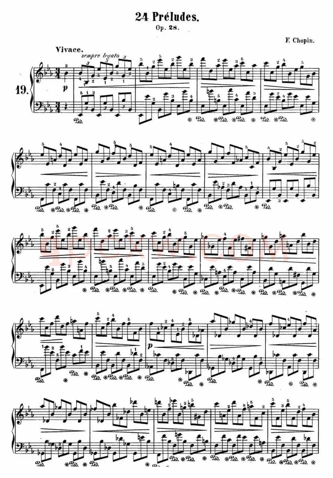 肖邦 24首钢琴前奏曲 Op.28 No.19 降E大调