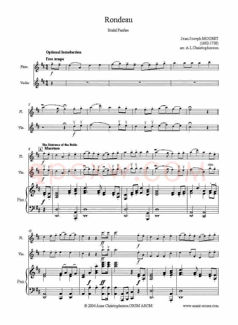 Rondeau（鼓号回旋曲）（小提琴+长笛+钢琴伴奏，二重奏）