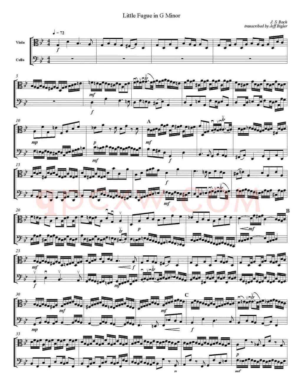 Little Fugue in G Minor（G小调小赋格曲、中提琴+大提琴）