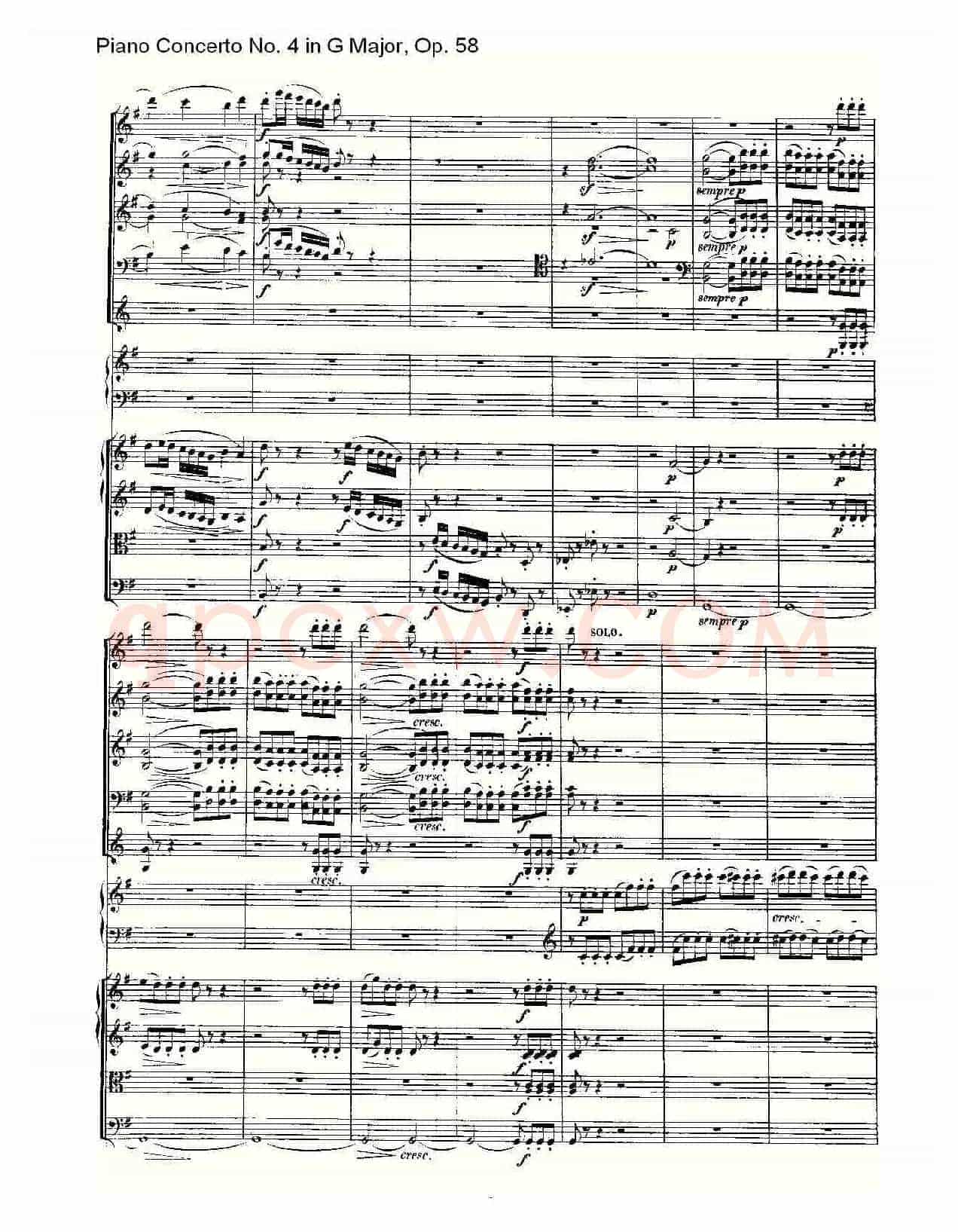 G大调钢琴第四协奏曲 Op.58 第一乐章(总谱)