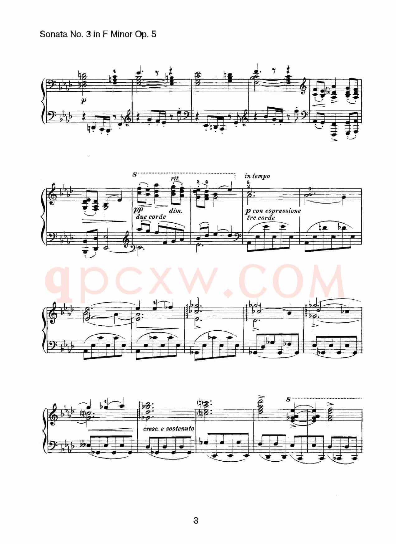 Piano Sonata No.3 in f Minor Op.5(f小调第三钢琴奏鸣曲)
