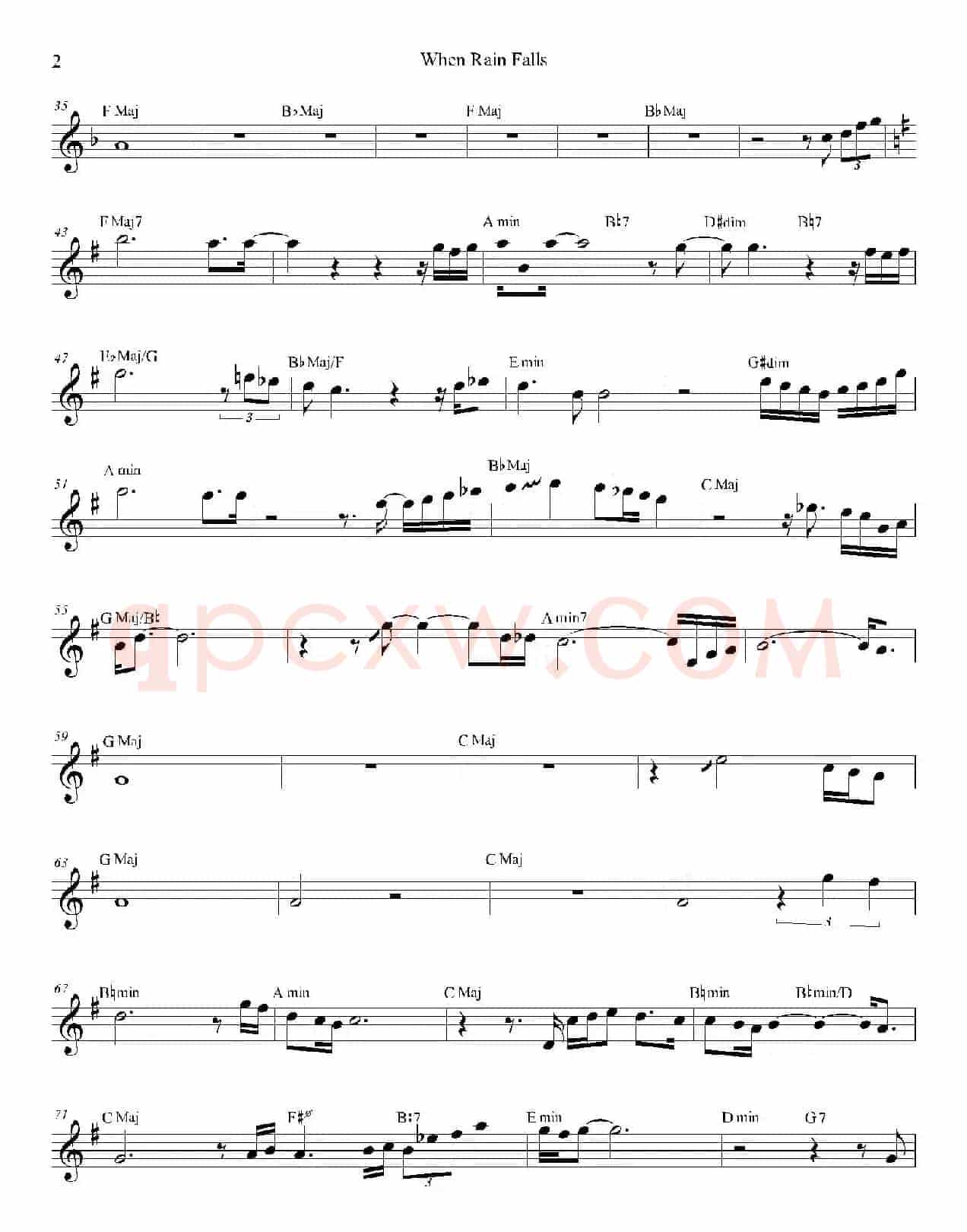 When Rain Falls（次中音萨克斯）