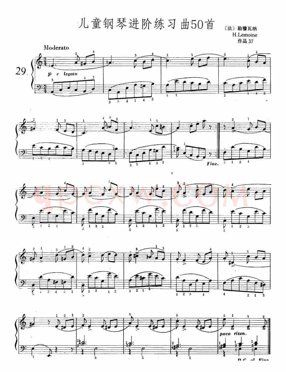 儿童钢琴进阶练习曲50首之29