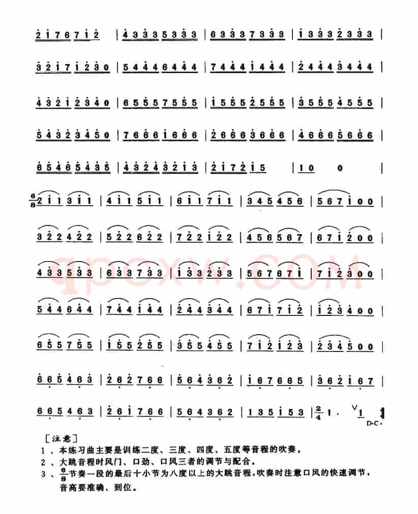 笛子连分音大跳练习