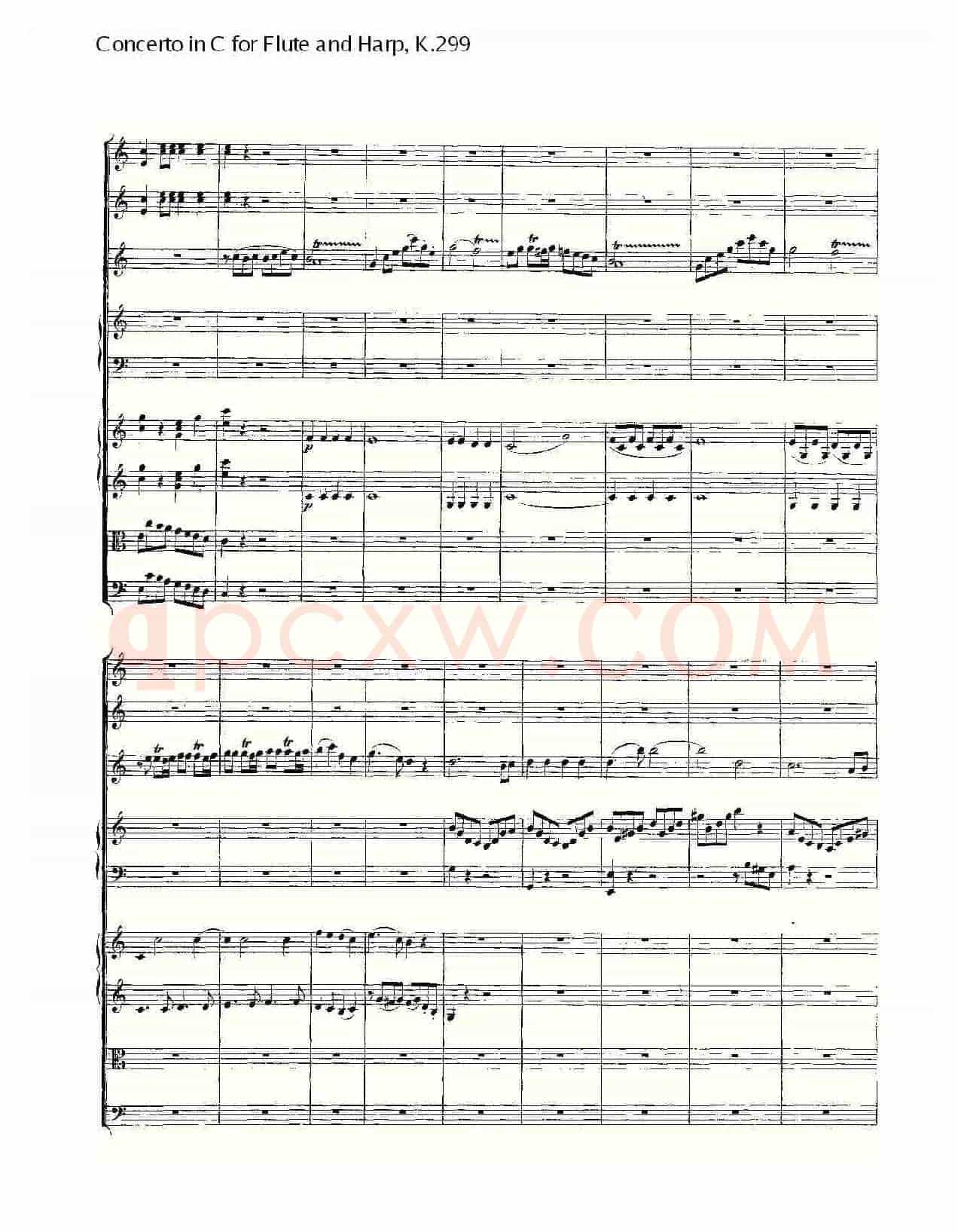C调长笛与竖琴协奏曲, K.299（二）
