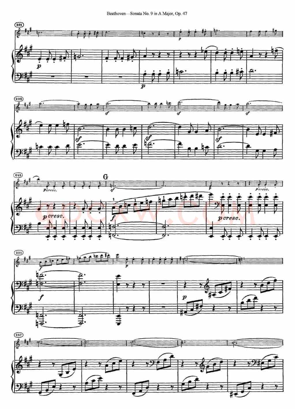 Violin Sonata No.9 in A Major Op.47（小提琴+钢琴伴奏）
