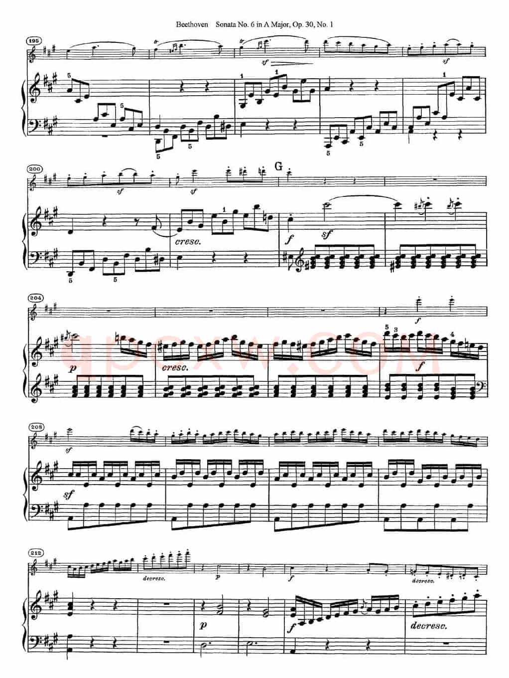 Violin Sonata No.6 in A Major Op.30 No.1（小提琴+钢琴伴奏）