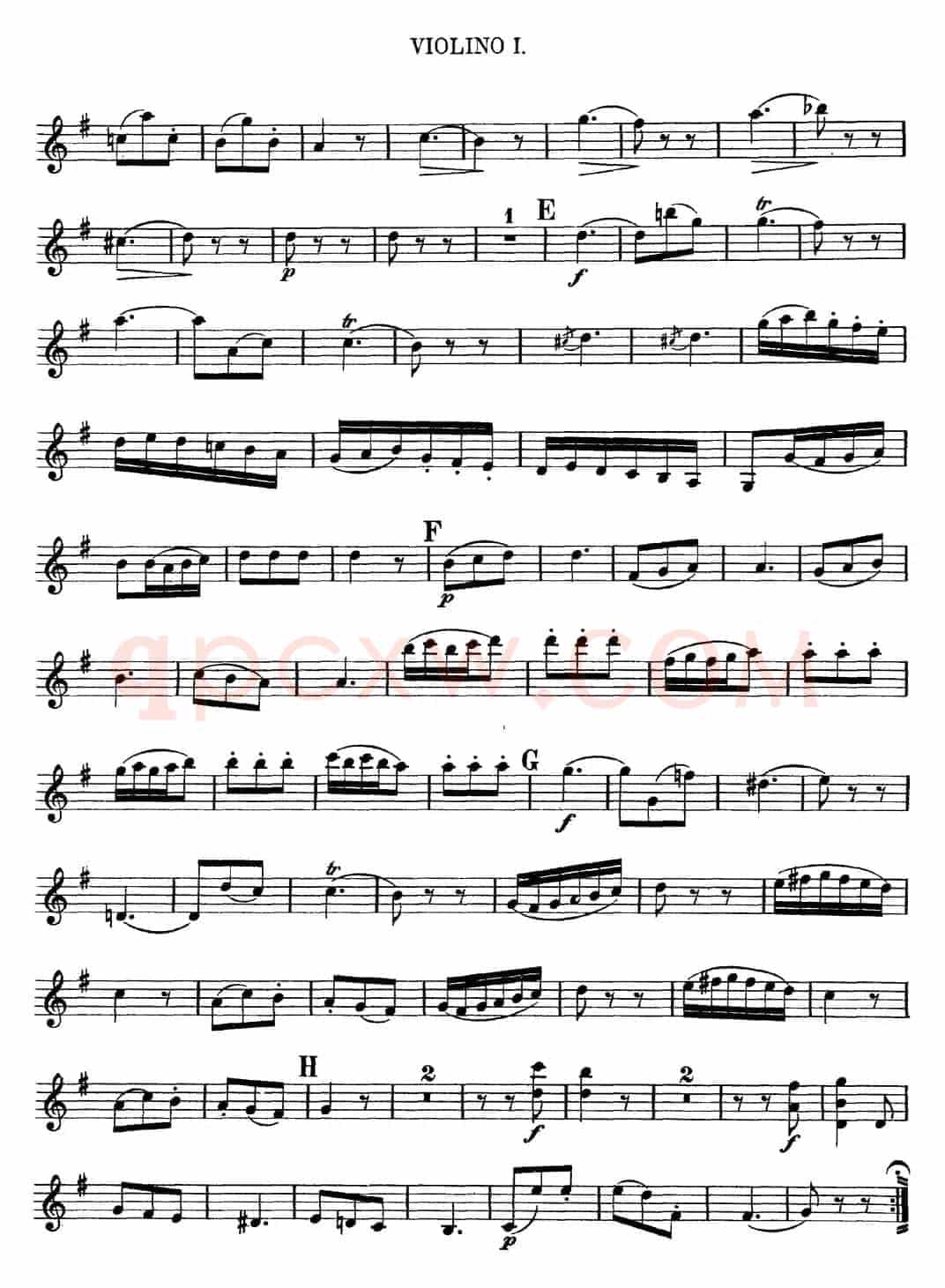 Mozart《Quartet No.3 in G Major,K.156》（Violin 1分谱）