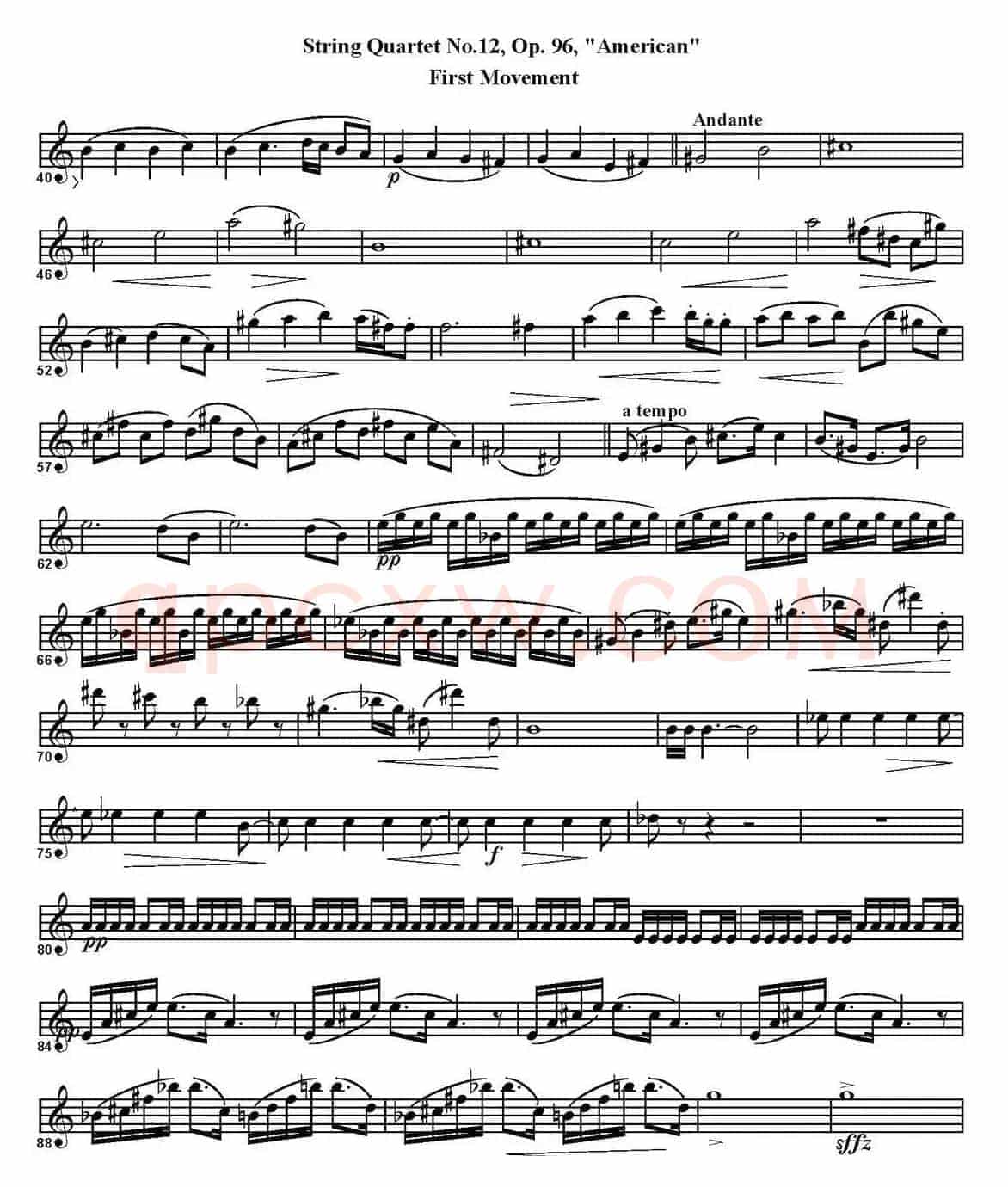 String Quartet No.12，Op.96（四重奏·中音萨克斯分谱）