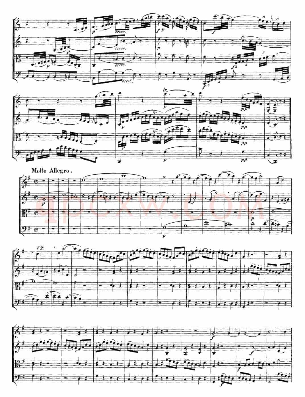 Mozart《Quartet No.14 in G Major,K.387》（总谱）