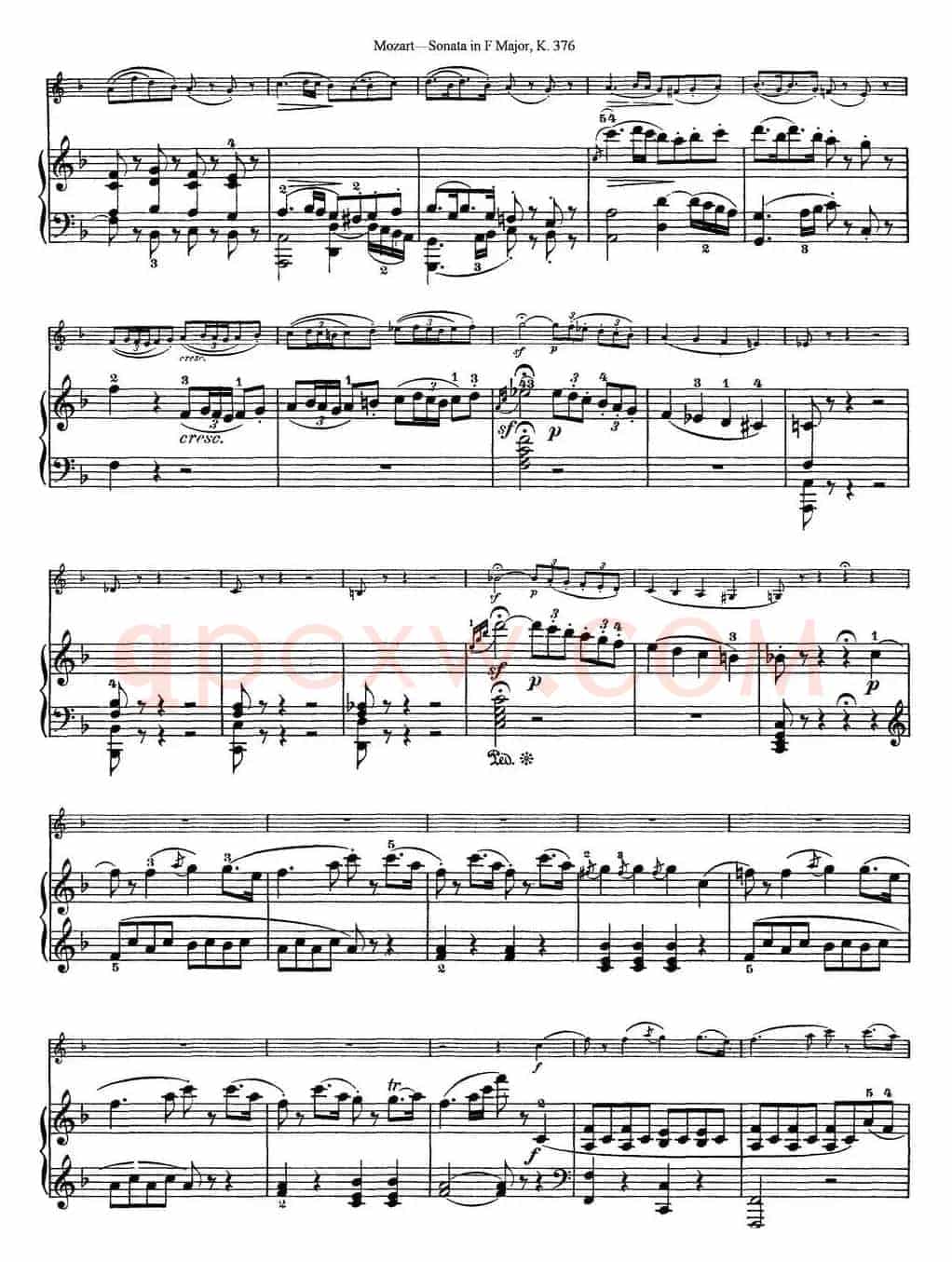Violin Sonata in F Major K.376（小提琴+钢琴伴奏）