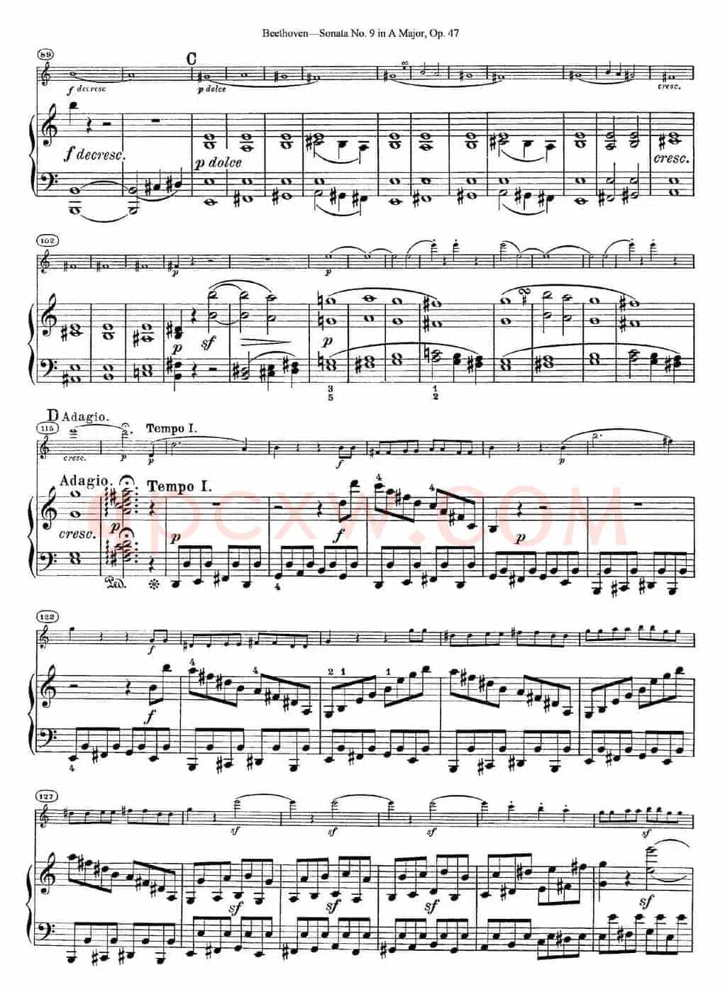 Violin Sonata No.9 in A Major Op.47（小提琴+钢琴伴奏）