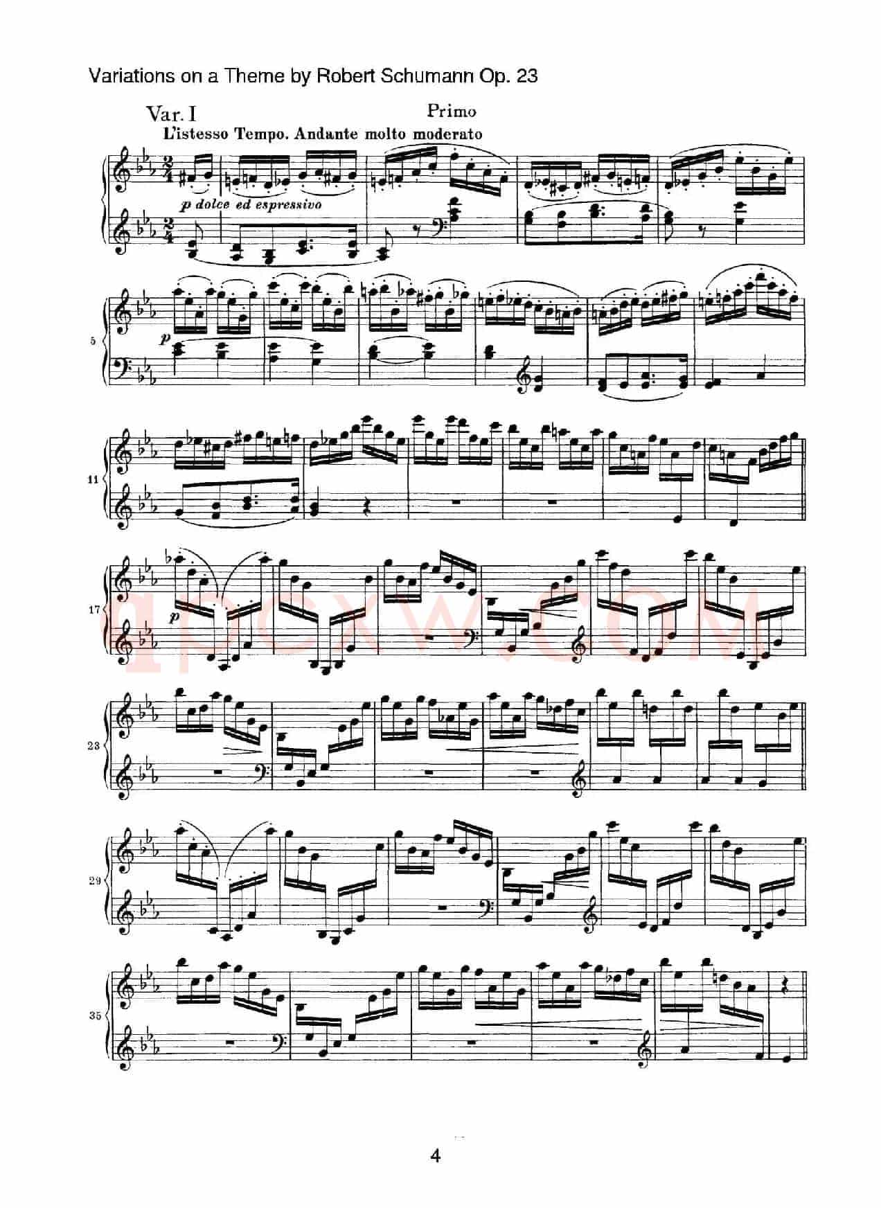 Variations on a Theme by Robert Schumann Op.23(舒曼主题变奏曲)(四手联弹)