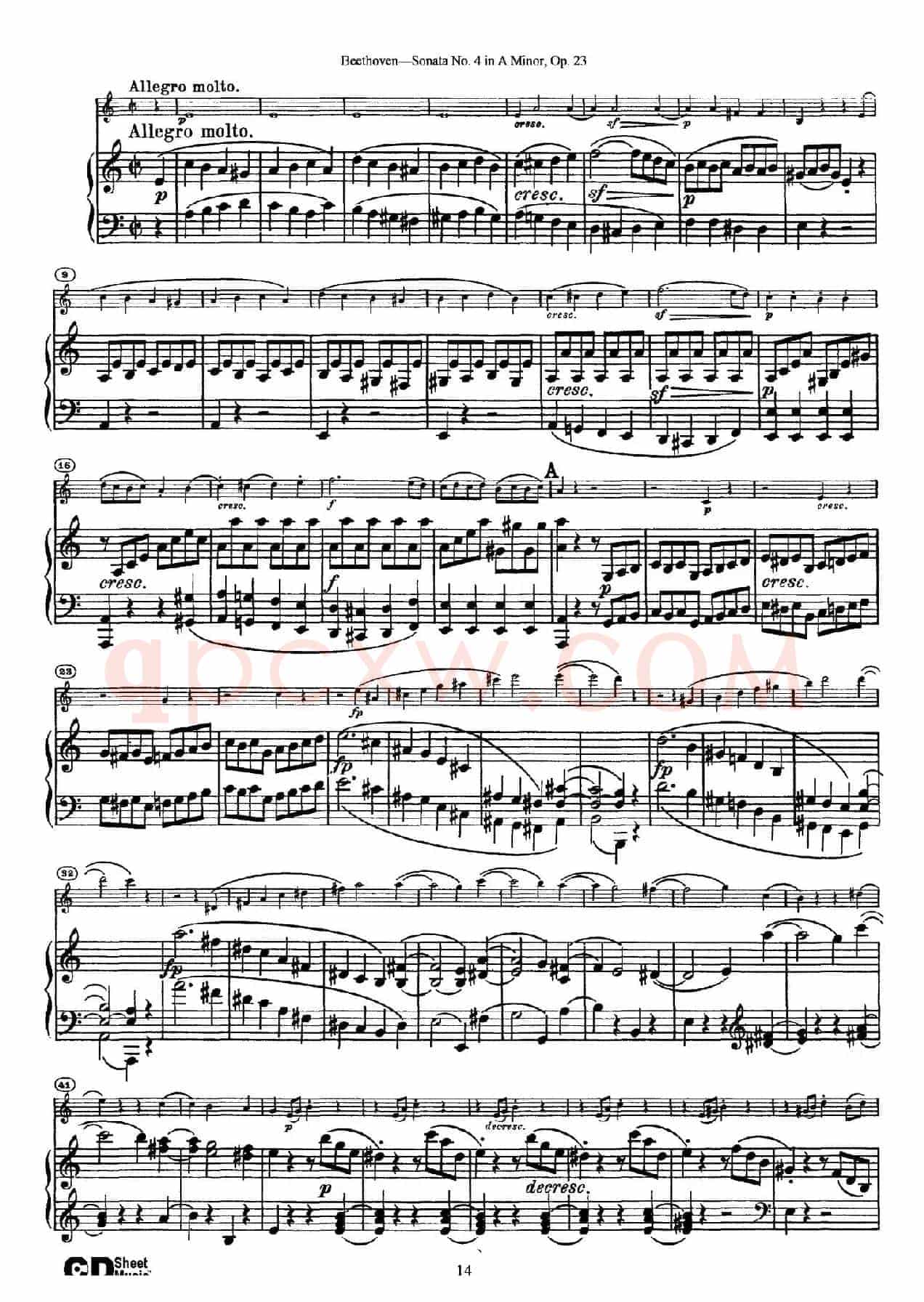 A小调第四小提琴奏鸣曲（Sonata No.4 in A Minor Op.23）（小提琴+钢琴伴奏）