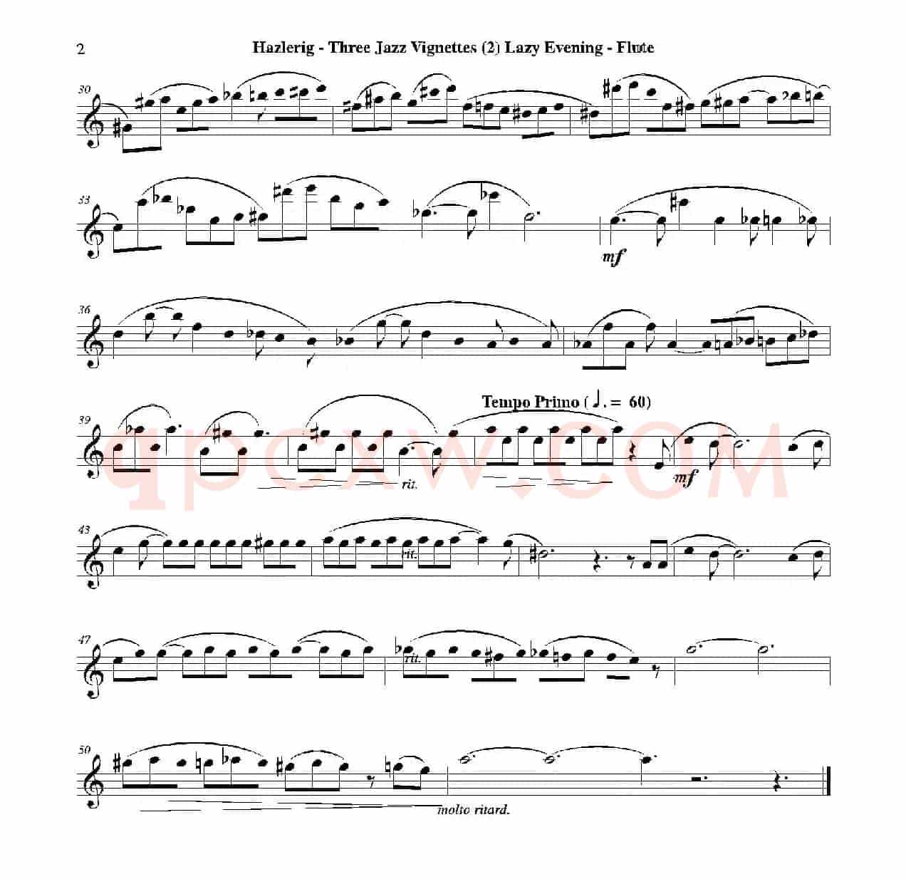 Three jazz vignettes（第二乐章）（三重奏长笛分谱）