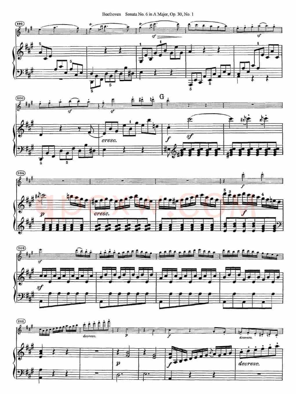 Violin Sonata No.6 in A Major Op.30 No.1（小提琴+钢琴伴奏）