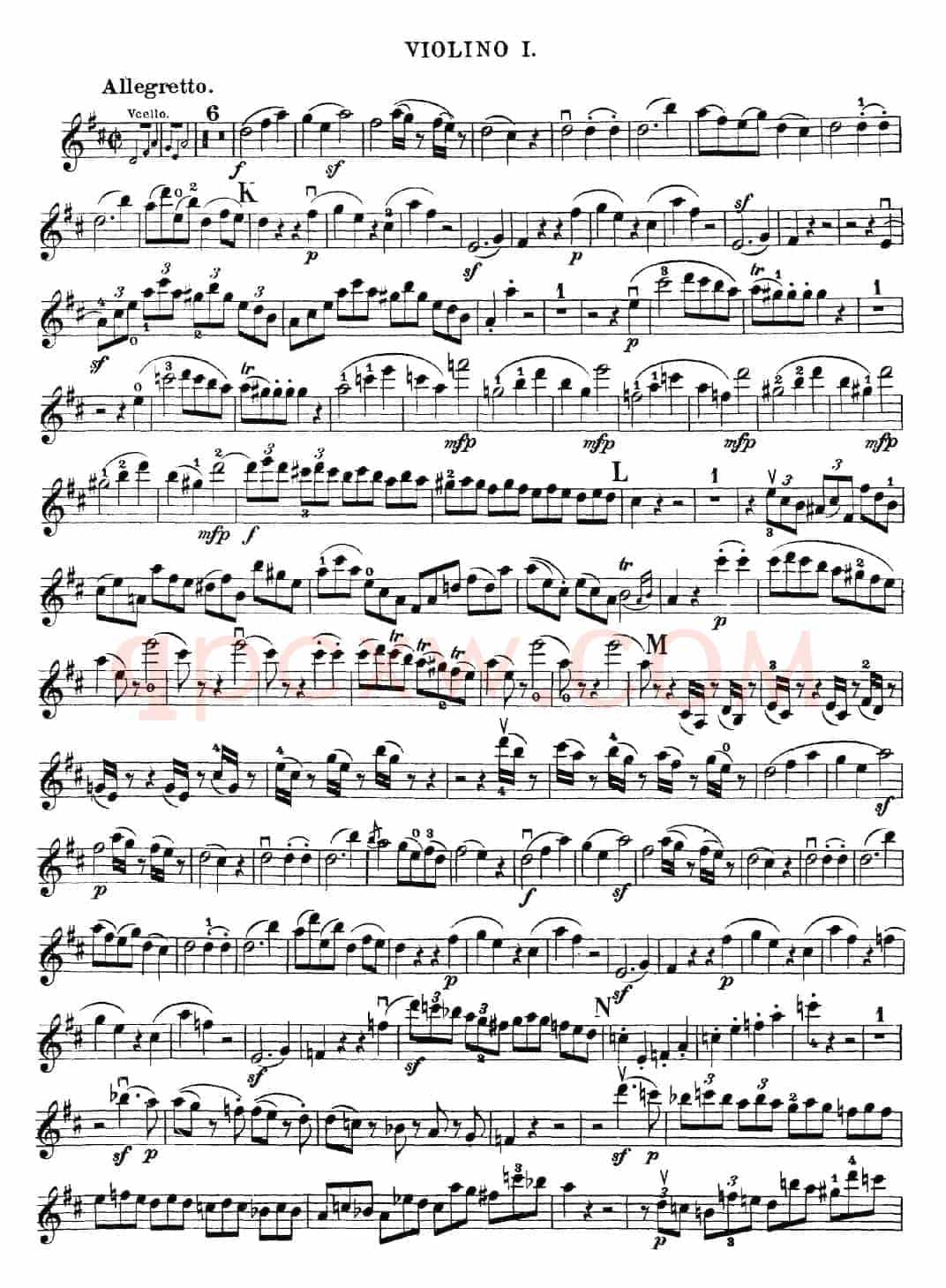 Mozart《Quartet No.21 in D Major,K.575》（Violin 1分谱）