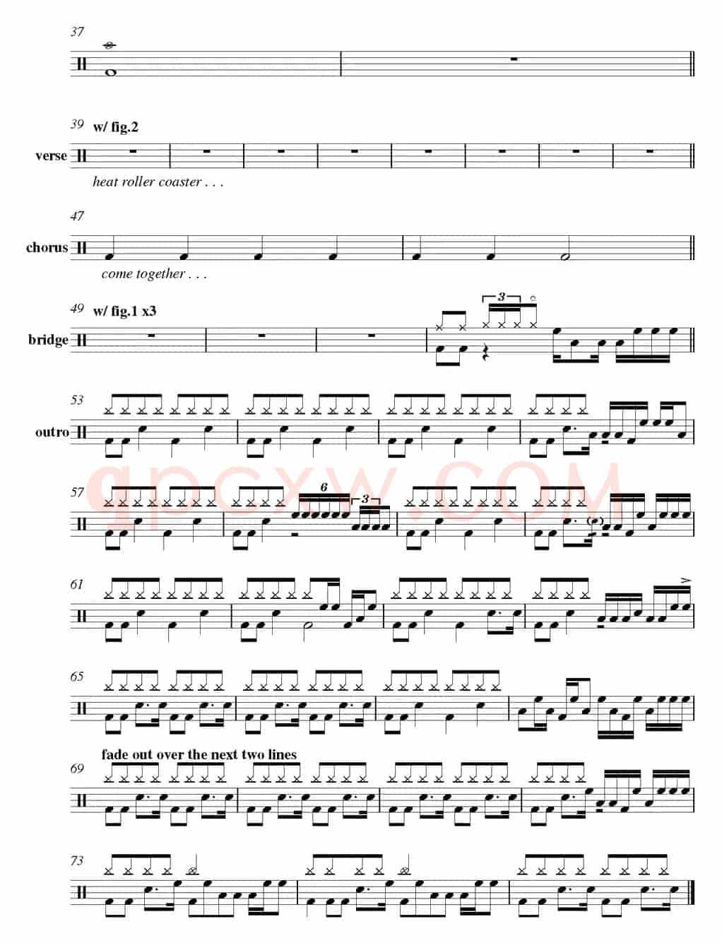 爵士鼓谱：Beatles - Come together