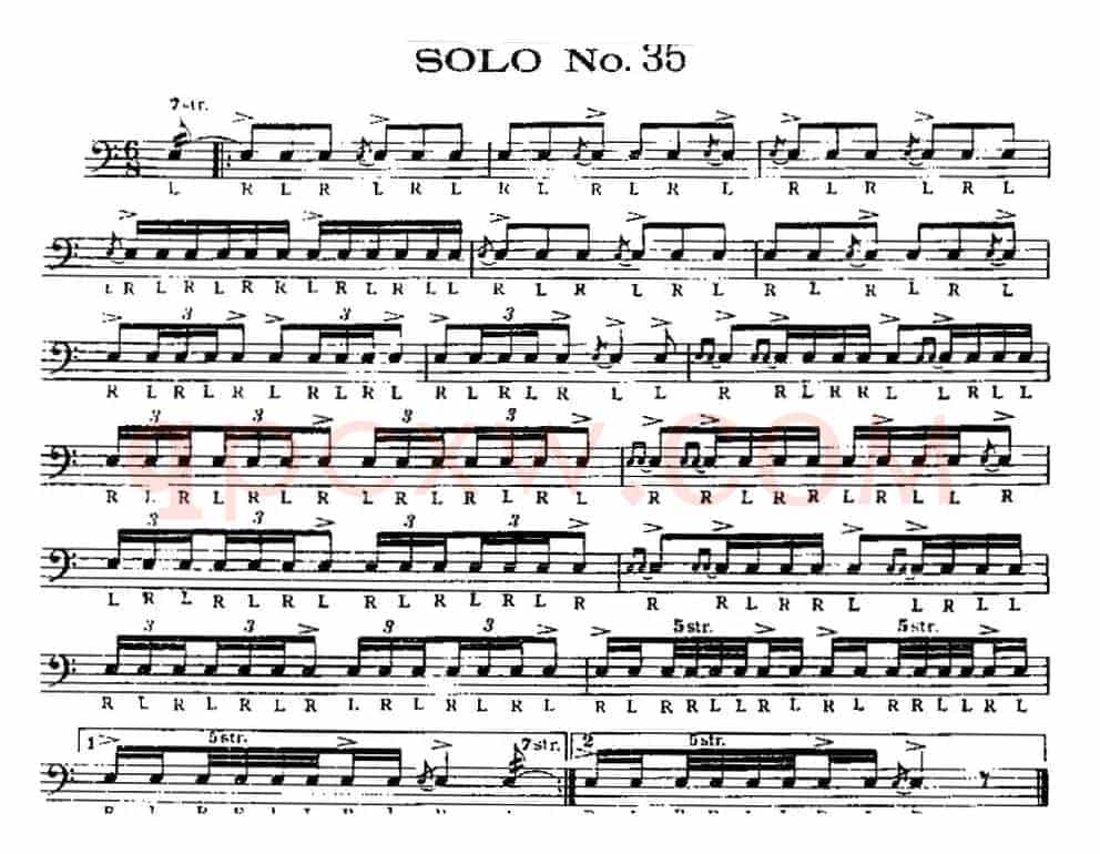 美国军鼓 SOLO No.31-35（爵士鼓谱）