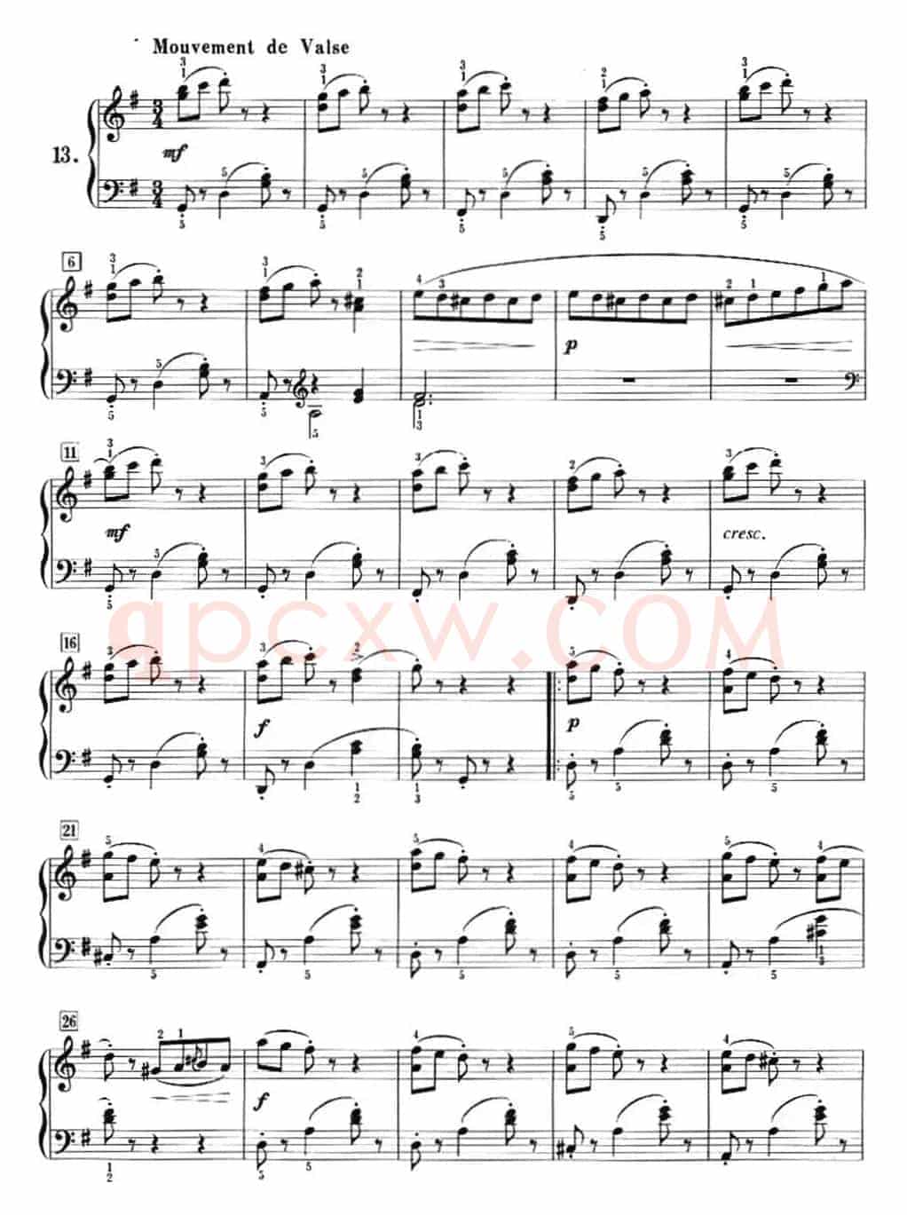 50首莱蒙钢琴练习曲 作品37（NO.13）