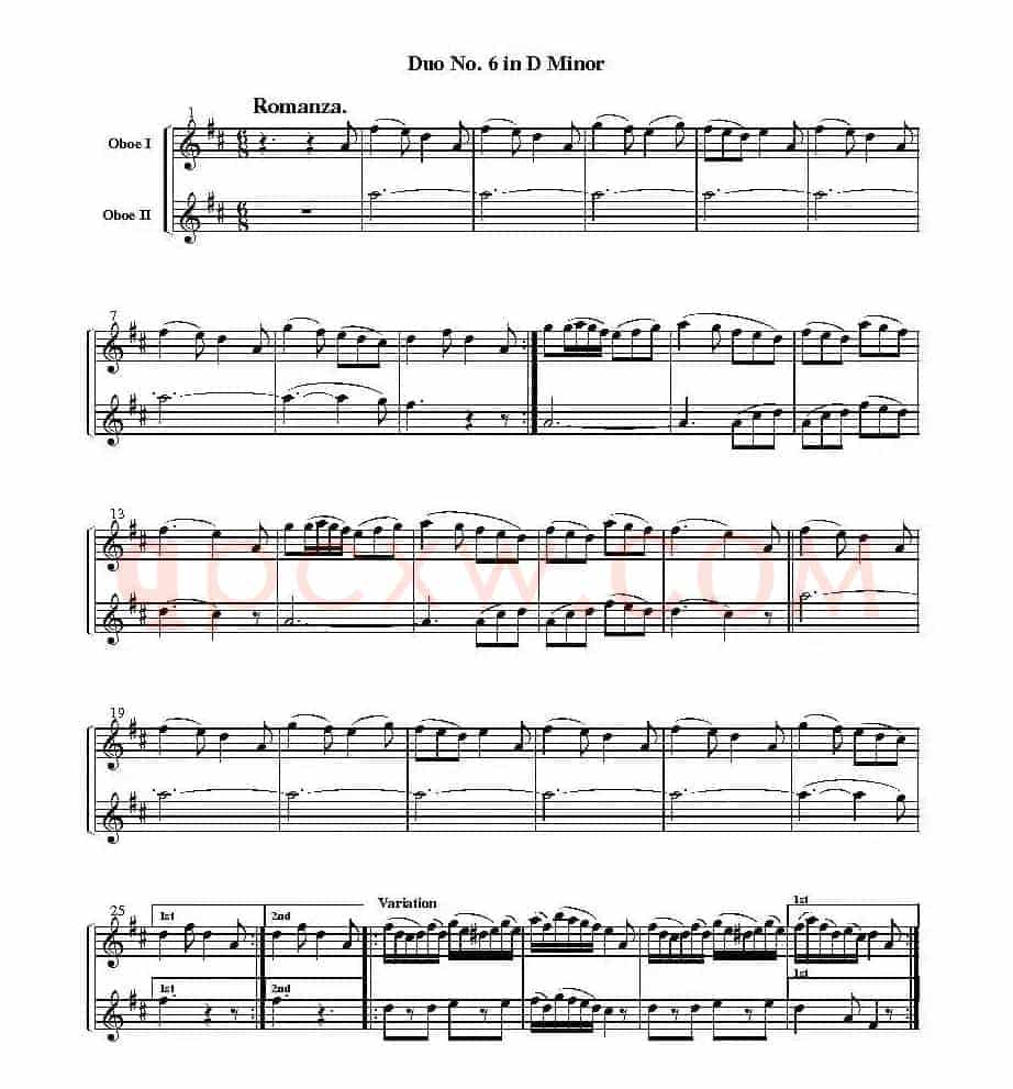 Duo No.6 in d Minor（双簧管二重奏）