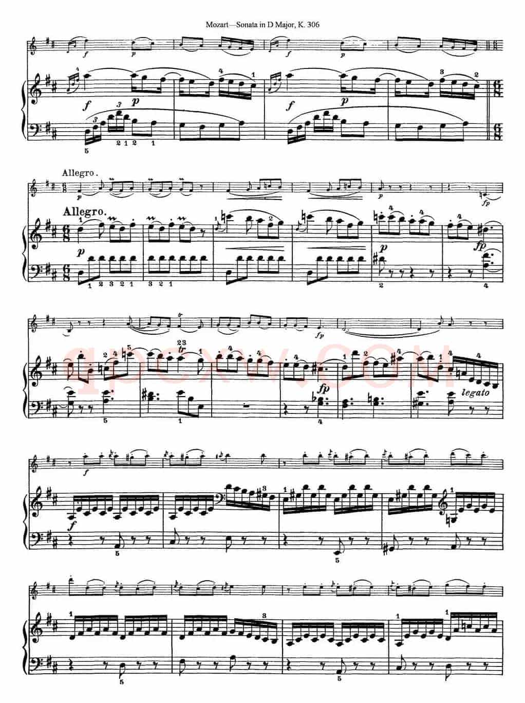 Violin Sonata in D Major K.306（小提琴+钢琴伴奏）