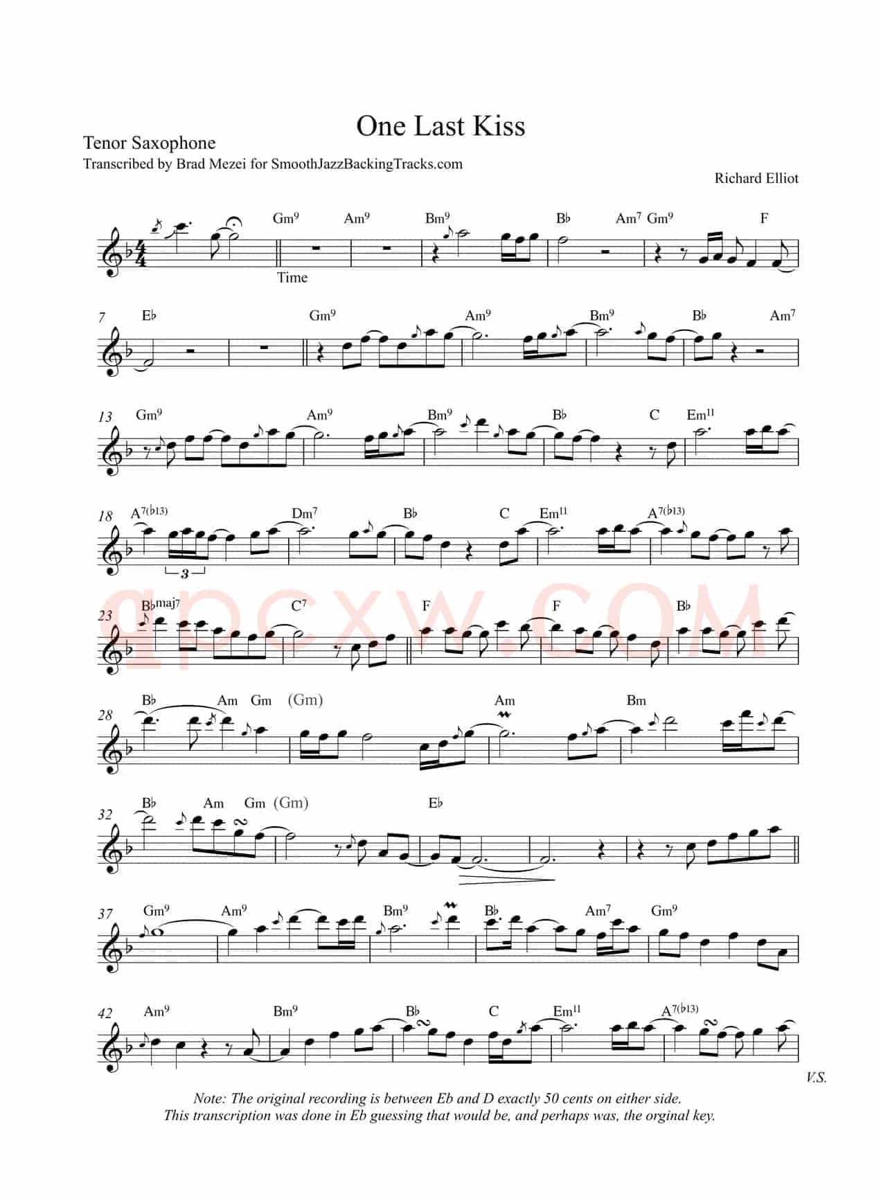 One Last Kiss（次中音萨克斯）