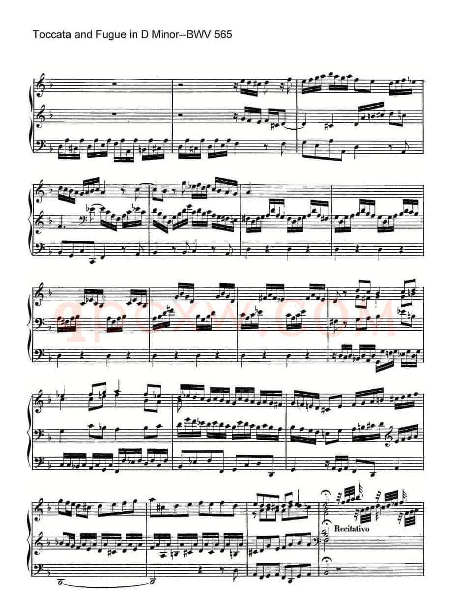 Toccata and Fugue in D Minor--BWV 565(管风琴谱)