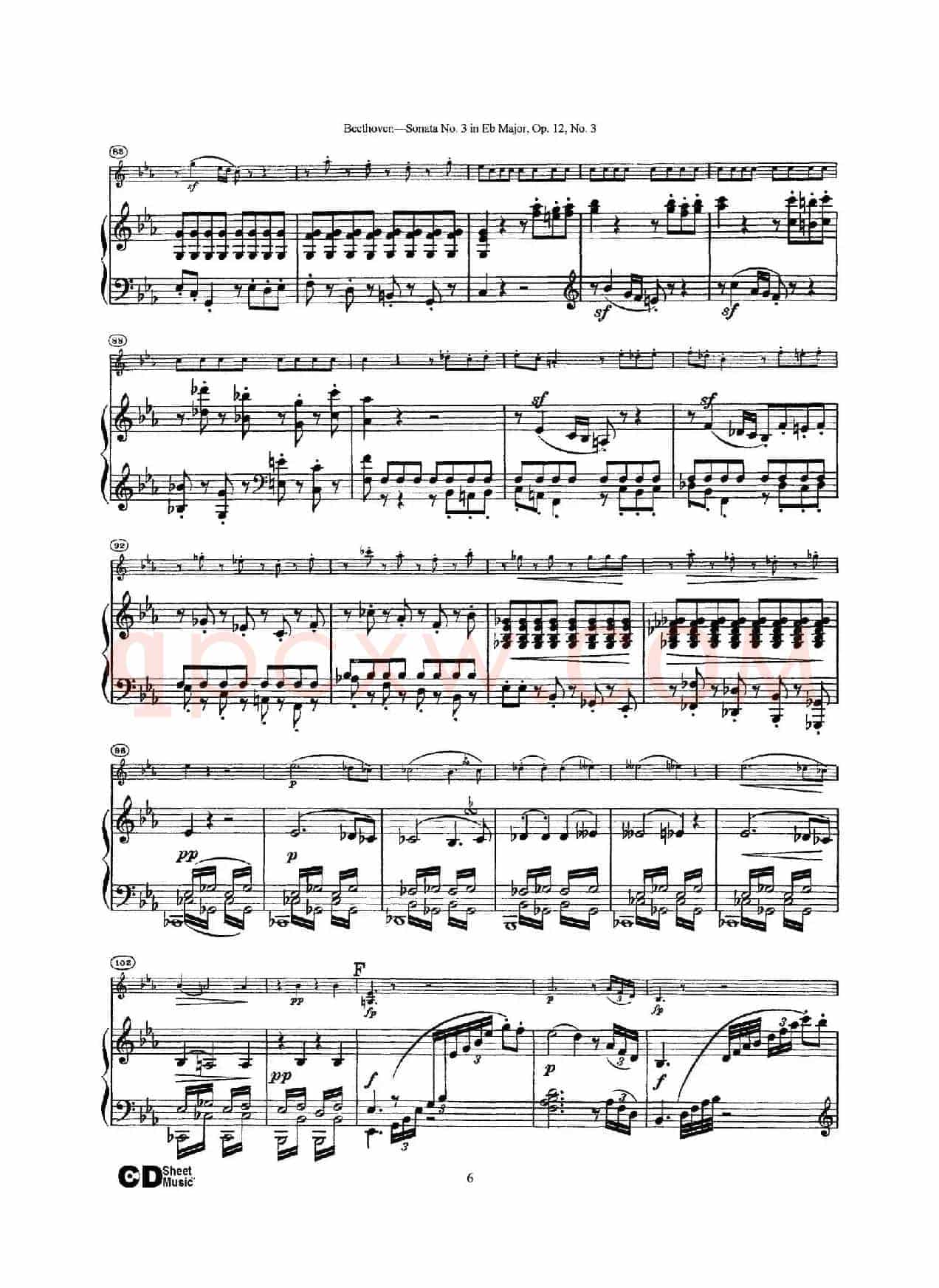 降E大调第三小提琴奏鸣曲（Sonata No.3 in Eb Major Op.12,No.3）（小提琴+钢琴伴奏）