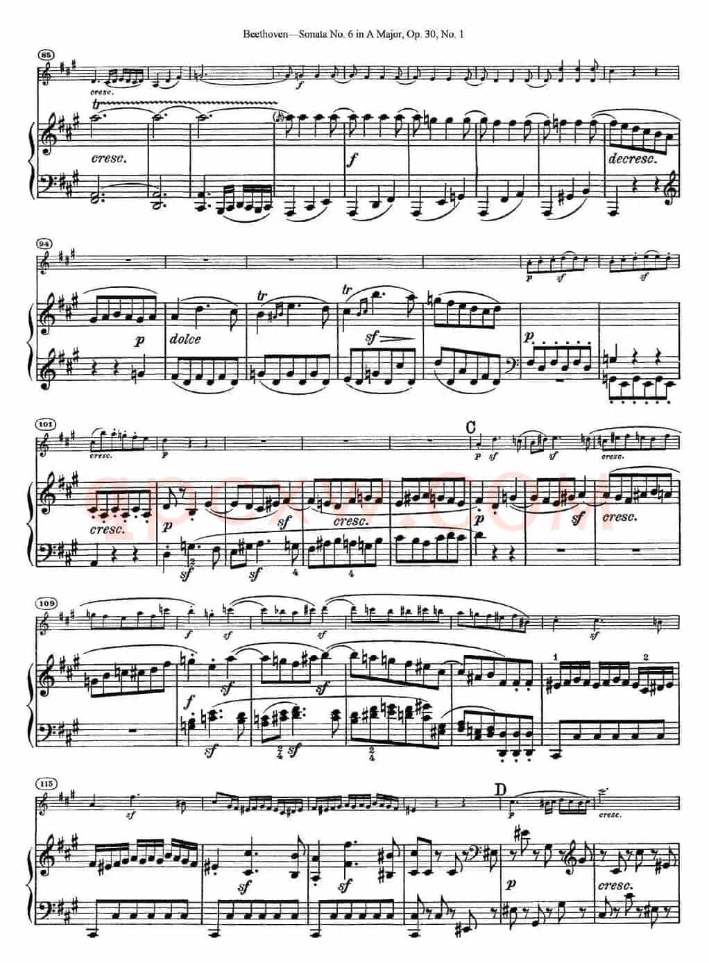 Violin Sonata No.6 in A Major Op.30 No.1（小提琴+钢琴伴奏）