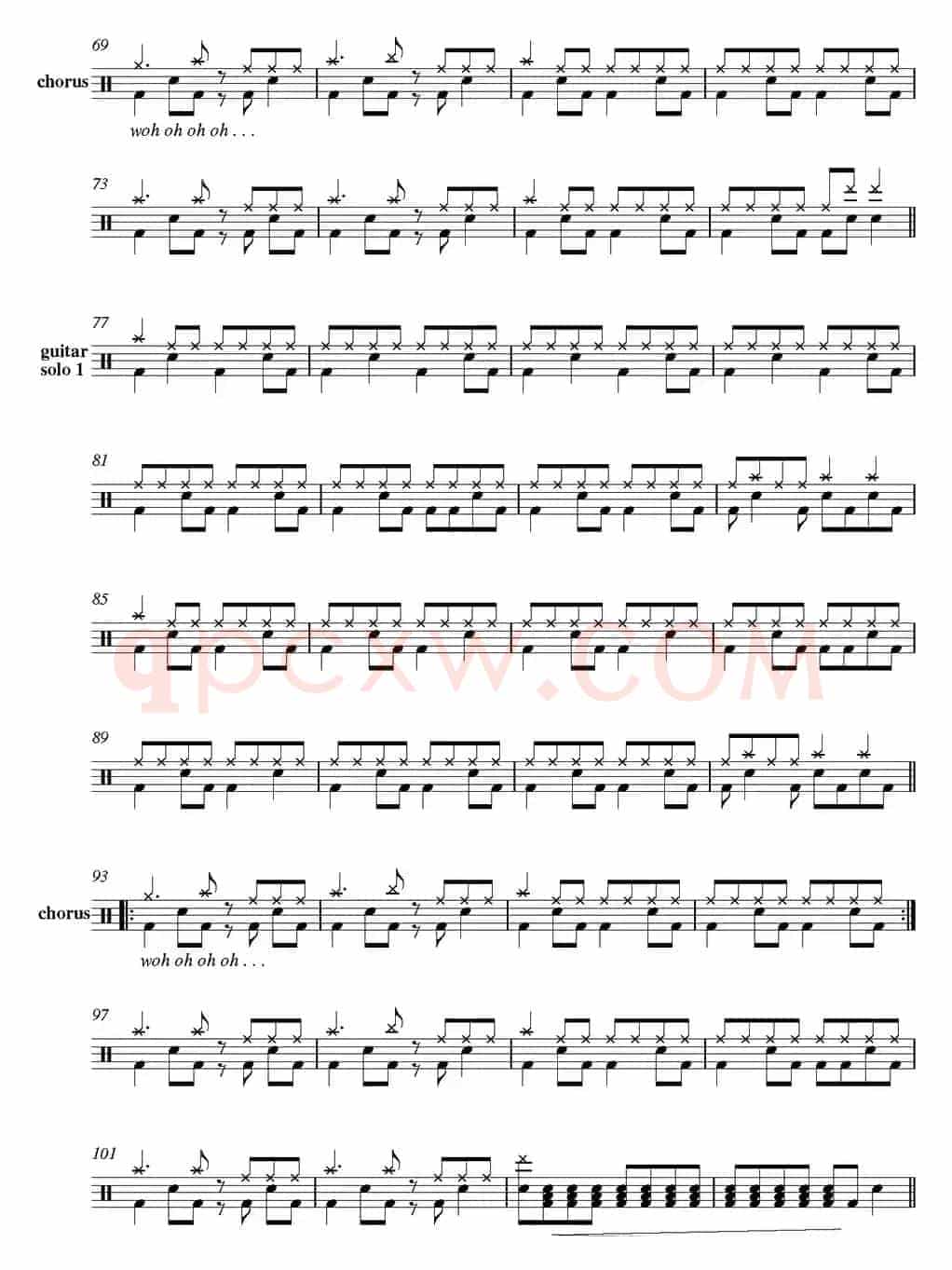 爵士鼓谱：Guns n' Roses - Sweet child of mine