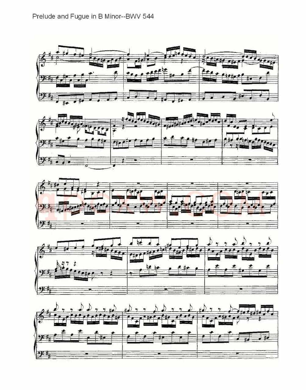 Prelude and Fugue in B Minor--BWV 544 (管风琴谱)