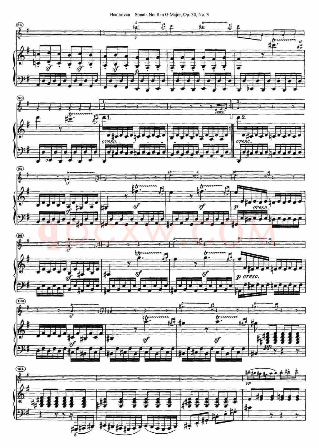 Violin Sonata No.8 in G Major Op.30 No.3（小提琴+钢琴伴奏）