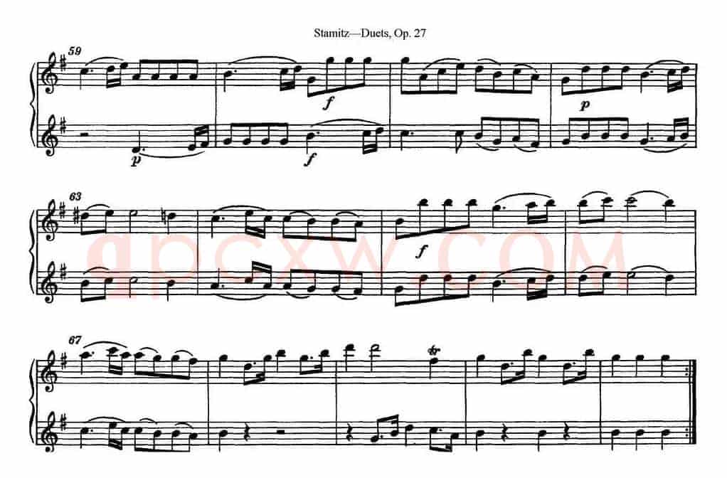 斯塔米茨二重奏长笛练习曲Op.27（No.1）