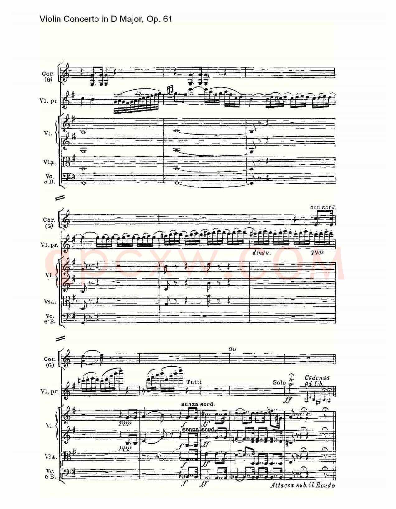 D大调小提琴协奏曲 Op.61 第二乐章