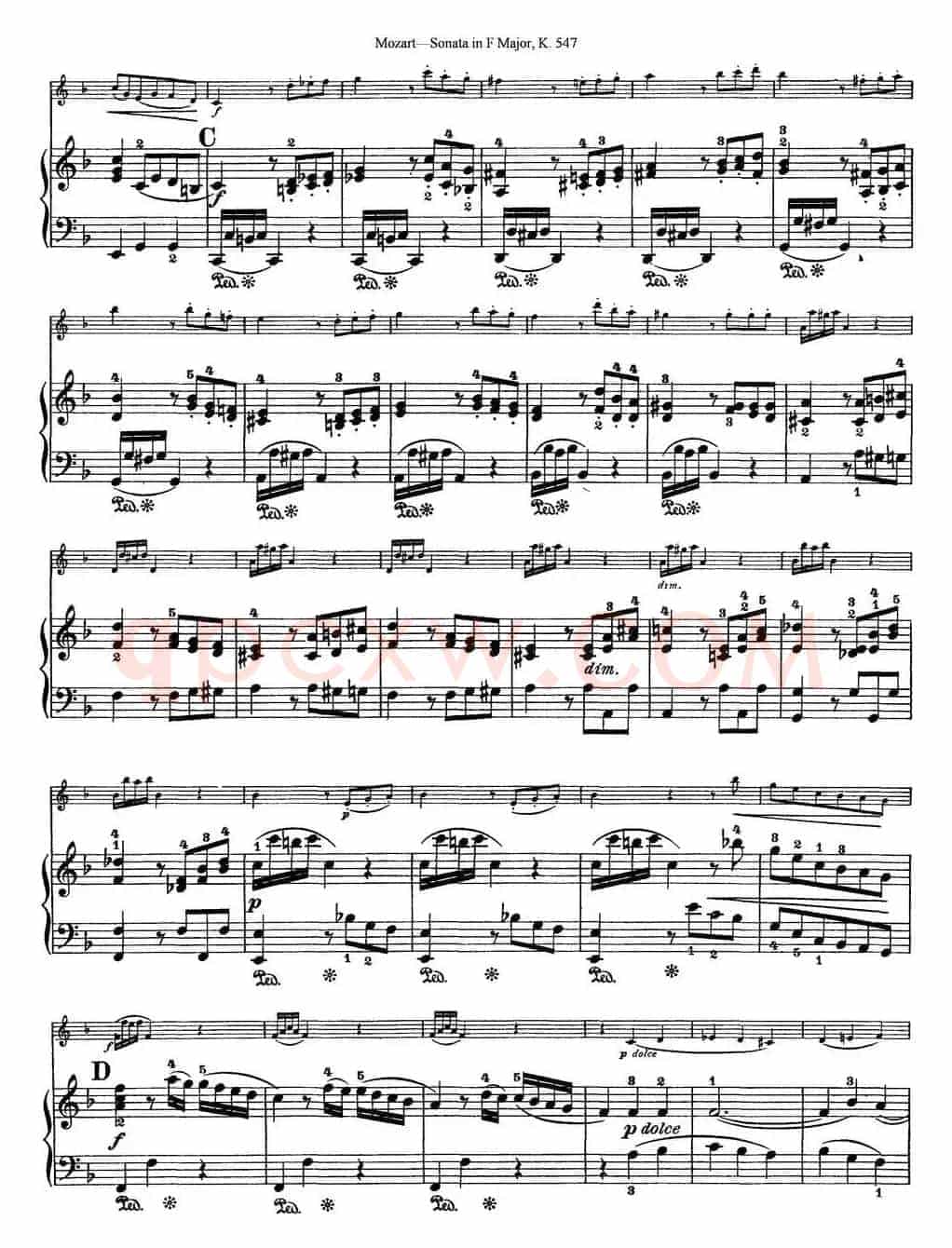 Violin Sonata in F Major K.547（小提琴+钢琴伴奏）