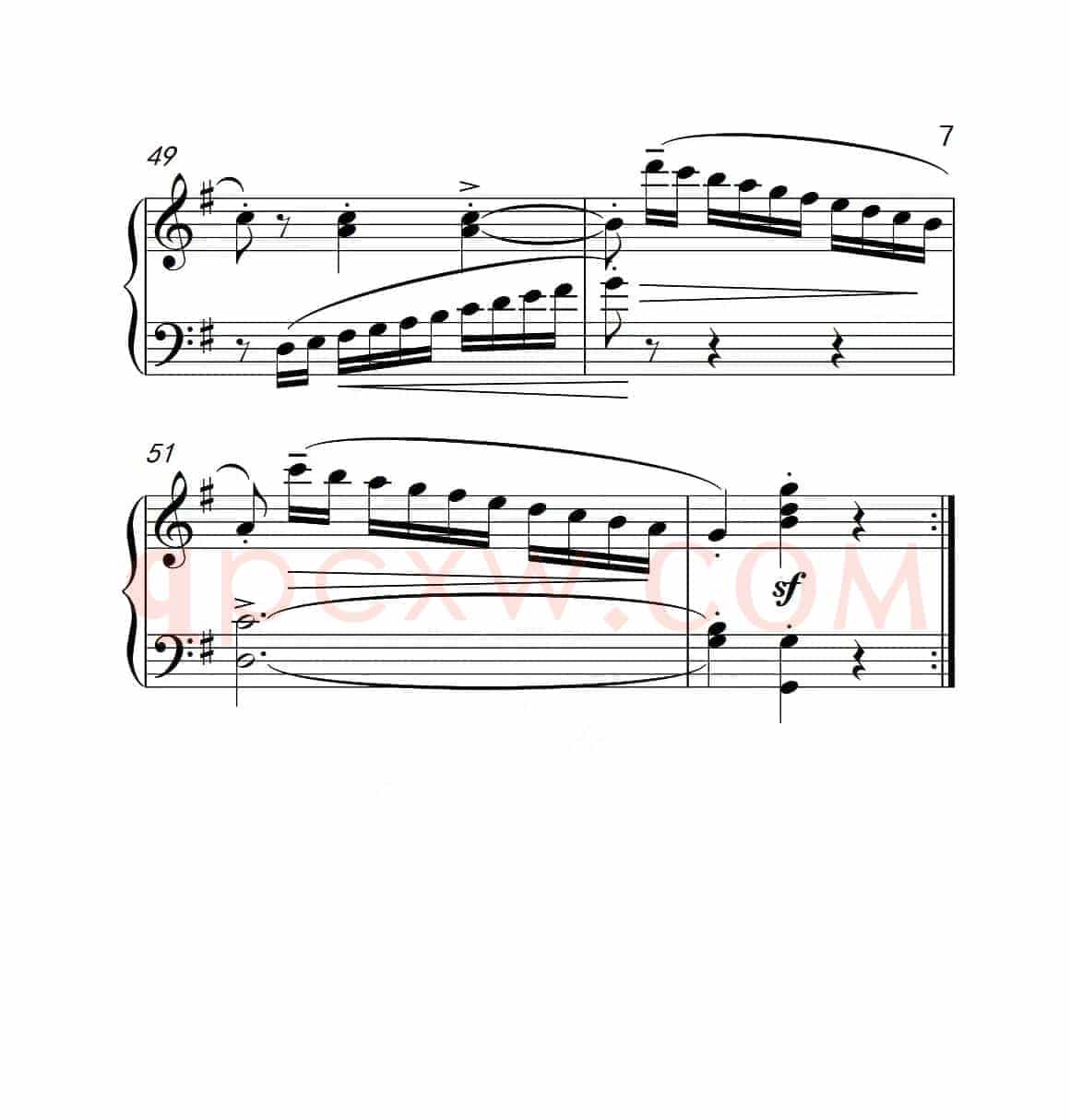第四级A组 G大调小奏鸣曲（中国音乐学院钢琴考级作品1~6级）