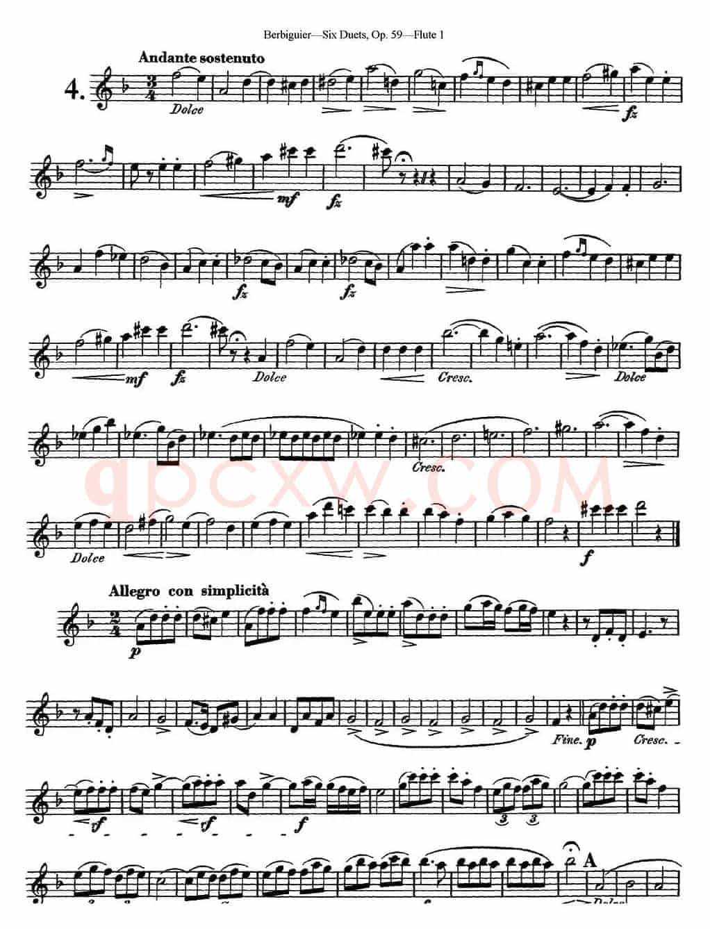 博比格6首长笛二重奏练习曲Op.59（Flute 1）