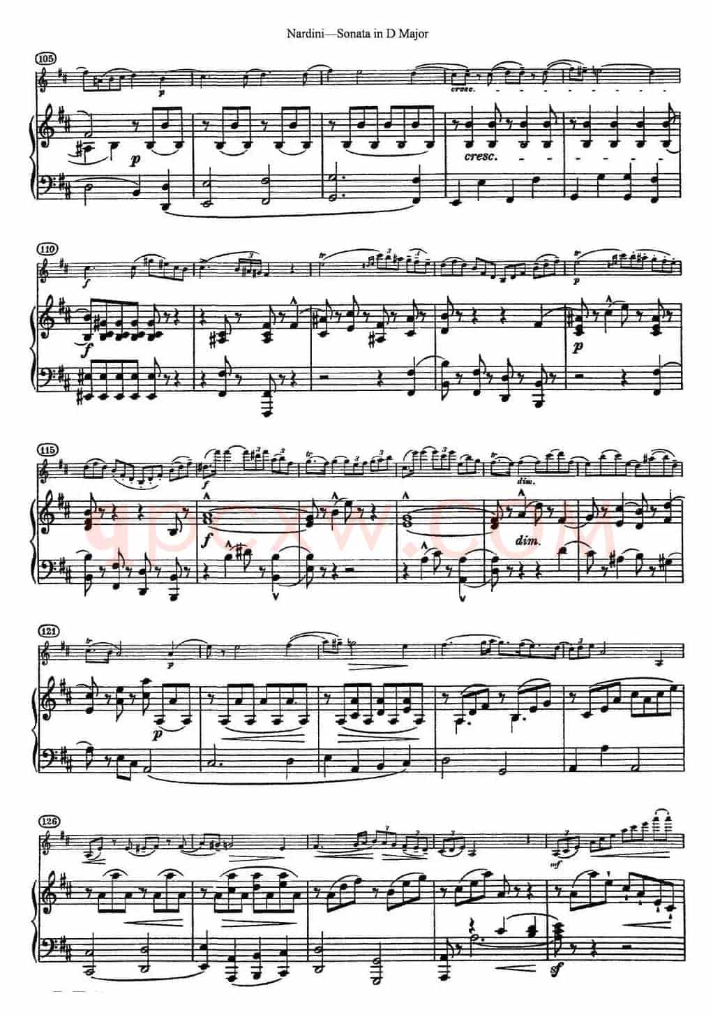 Nardini Violin Sonata in D Major（小提琴+钢琴伴奏）