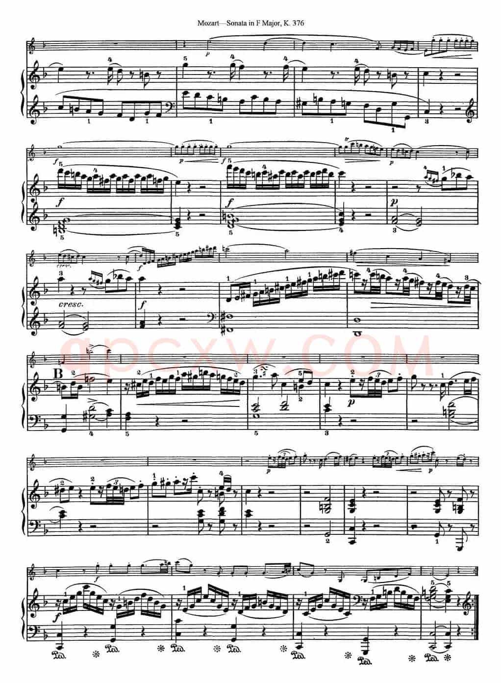 Violin Sonata in F Major K.376（小提琴+钢琴伴奏）