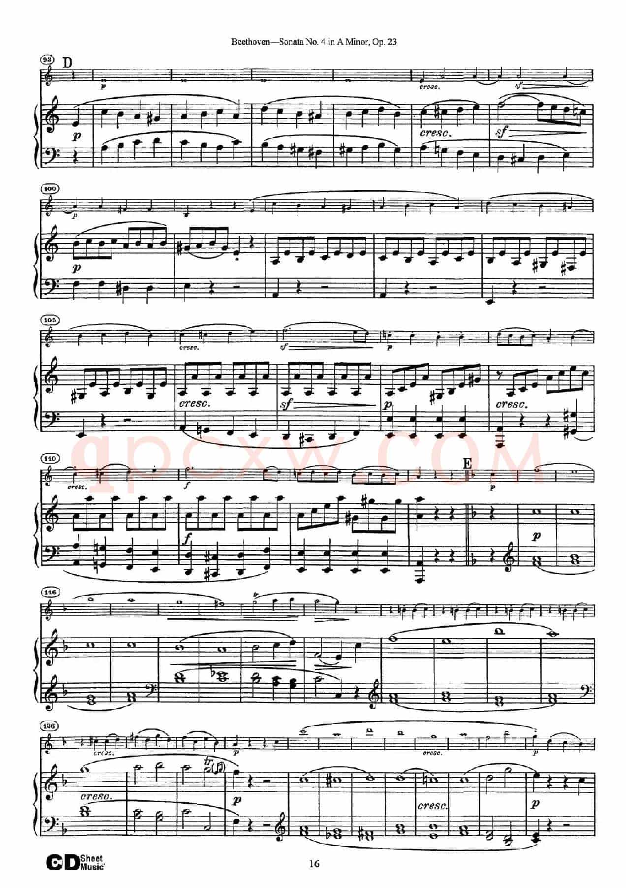 A小调第四小提琴奏鸣曲（Sonata No.4 in A Minor Op.23）（小提琴+钢琴伴奏）