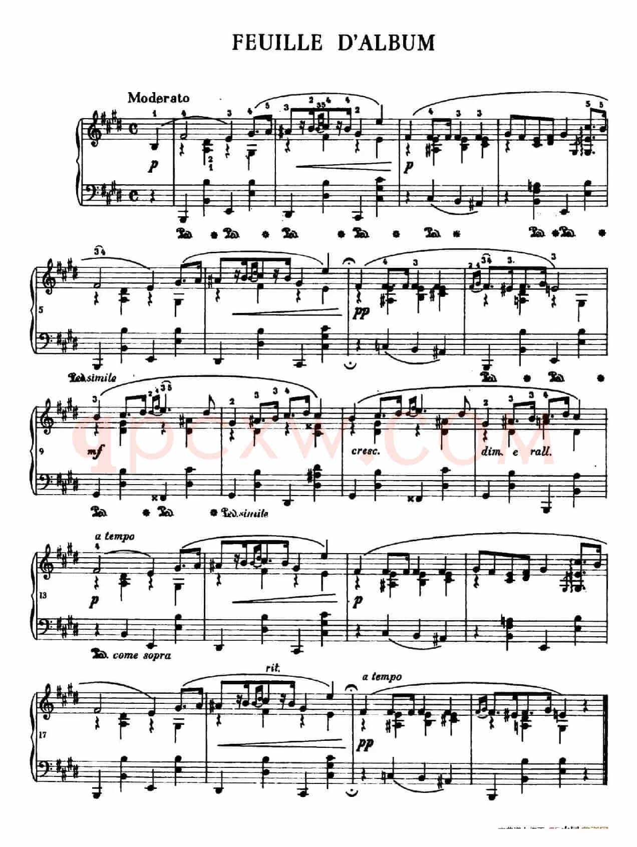 Feuille d'Album(纪念册的一页)
