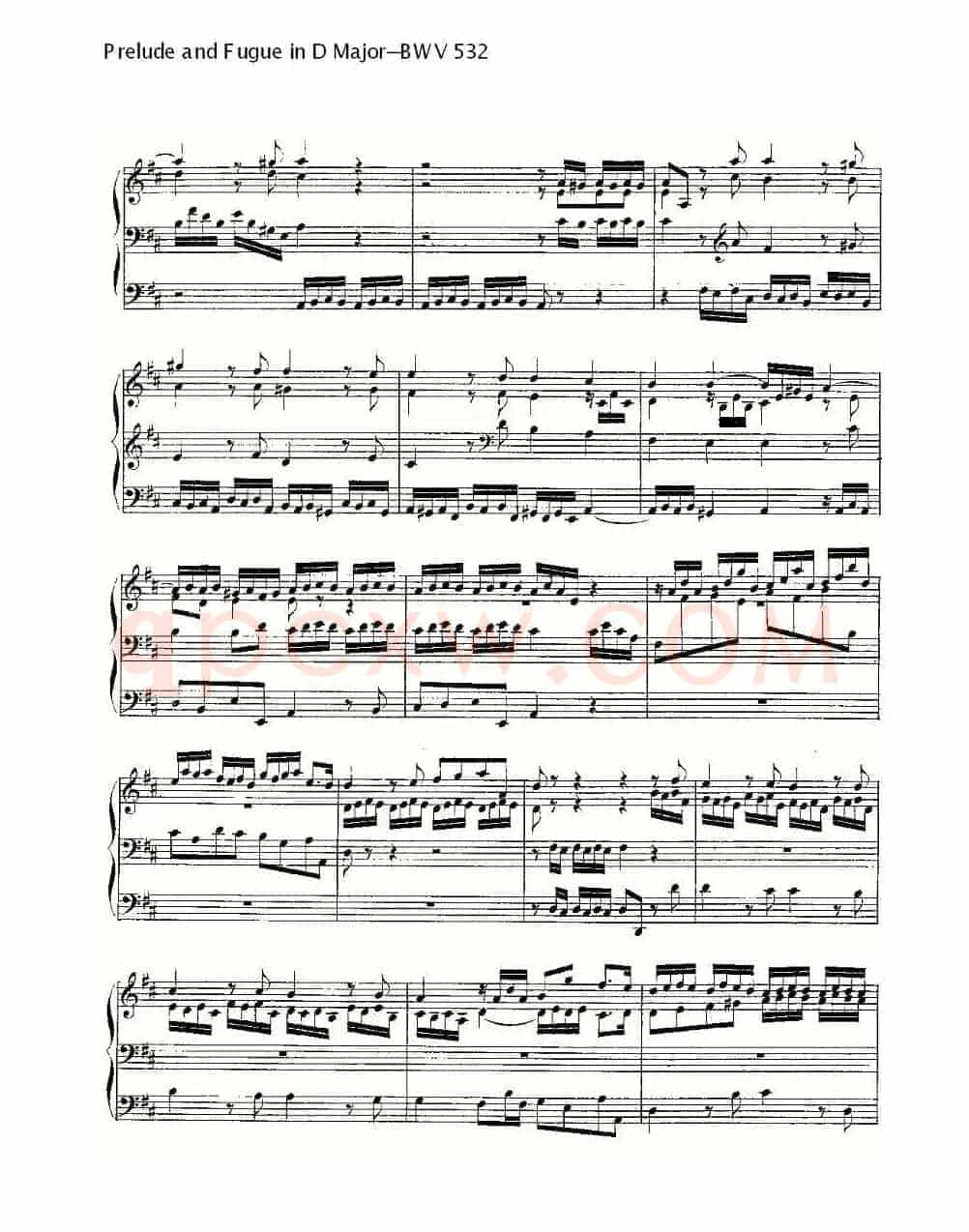 Prelude and Fugue in D Major--BWV 532 (管风琴谱)