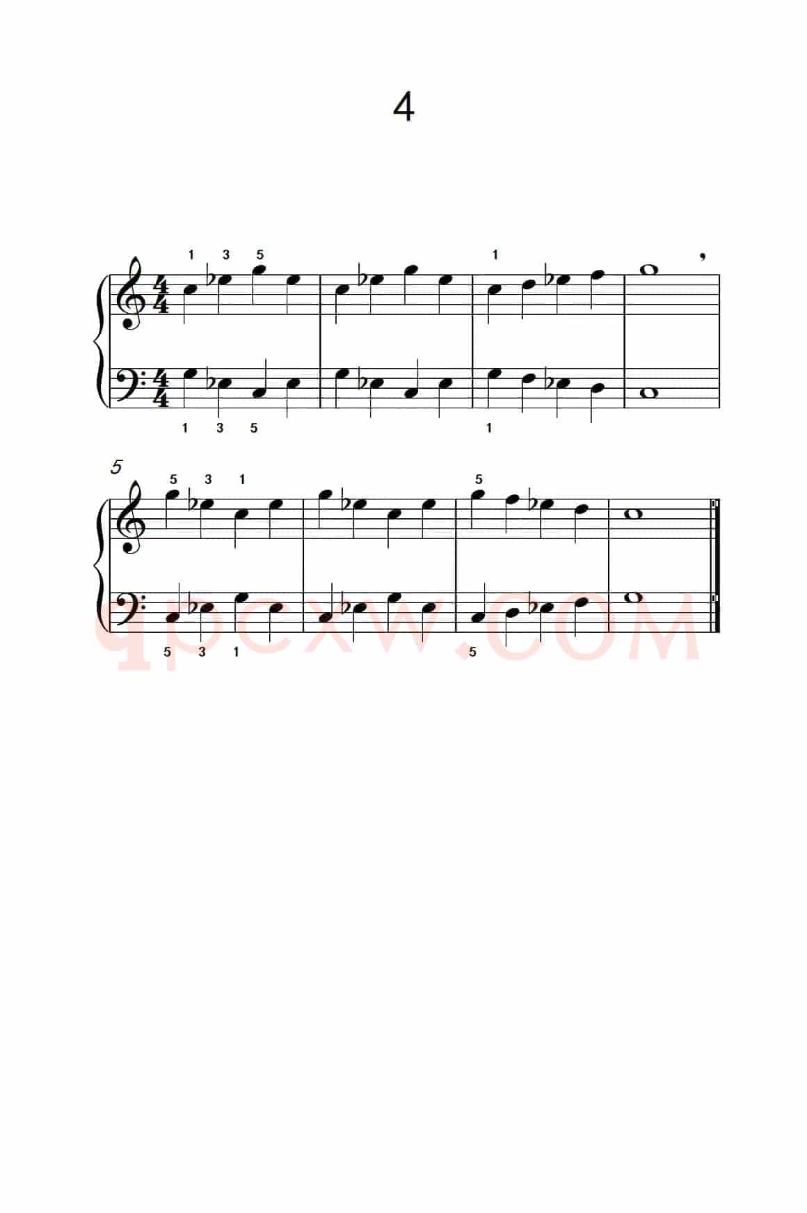 一.非连音练习4（儿童钢琴手指练习 1）