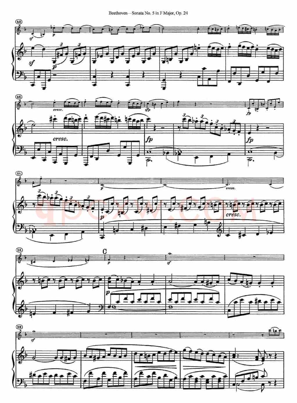 Violin Sonata No.5 in F Major Op.24（小提琴+钢琴伴奏）