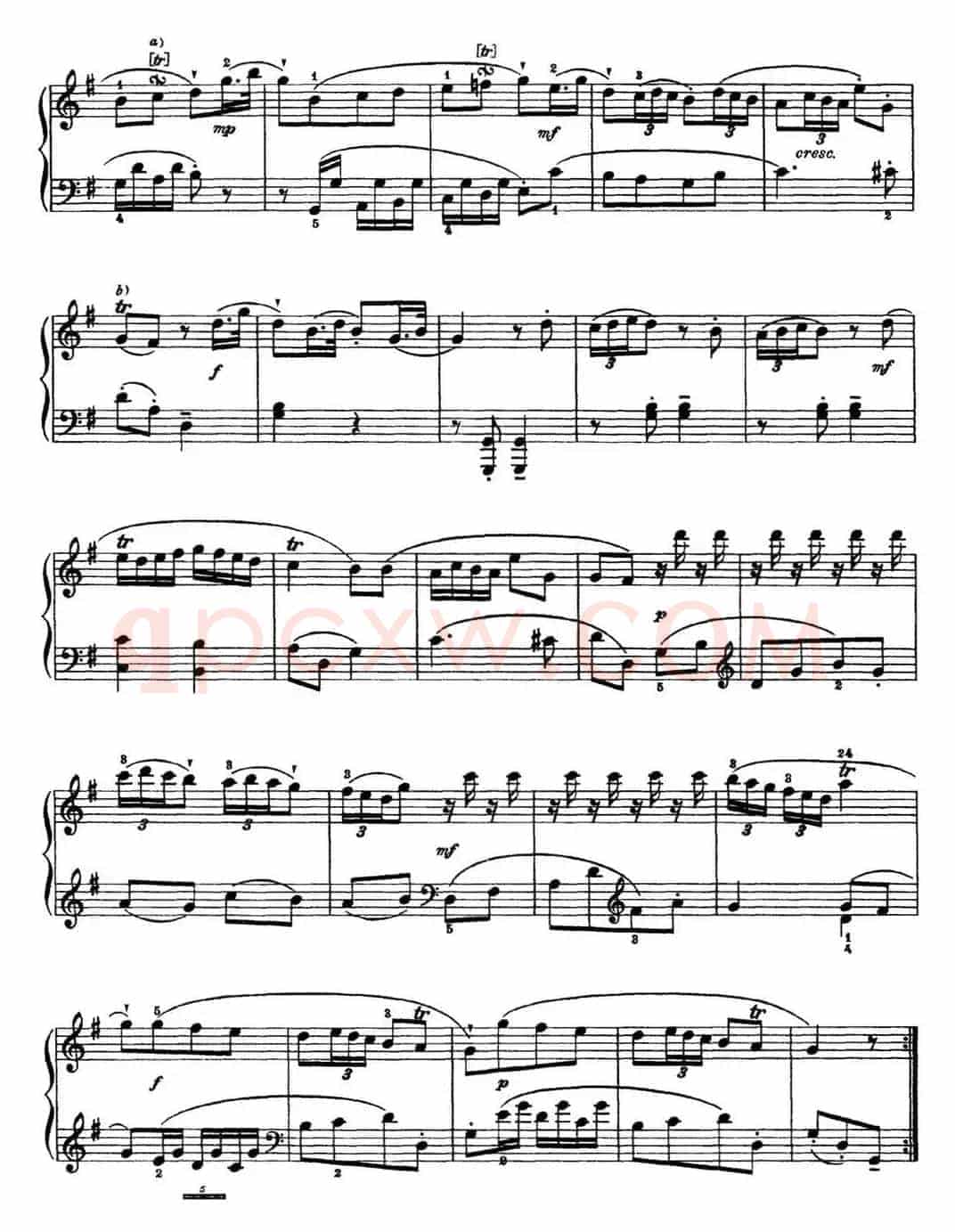 海顿 钢琴奏鸣曲 Hob XVI 8 Divertimento G major