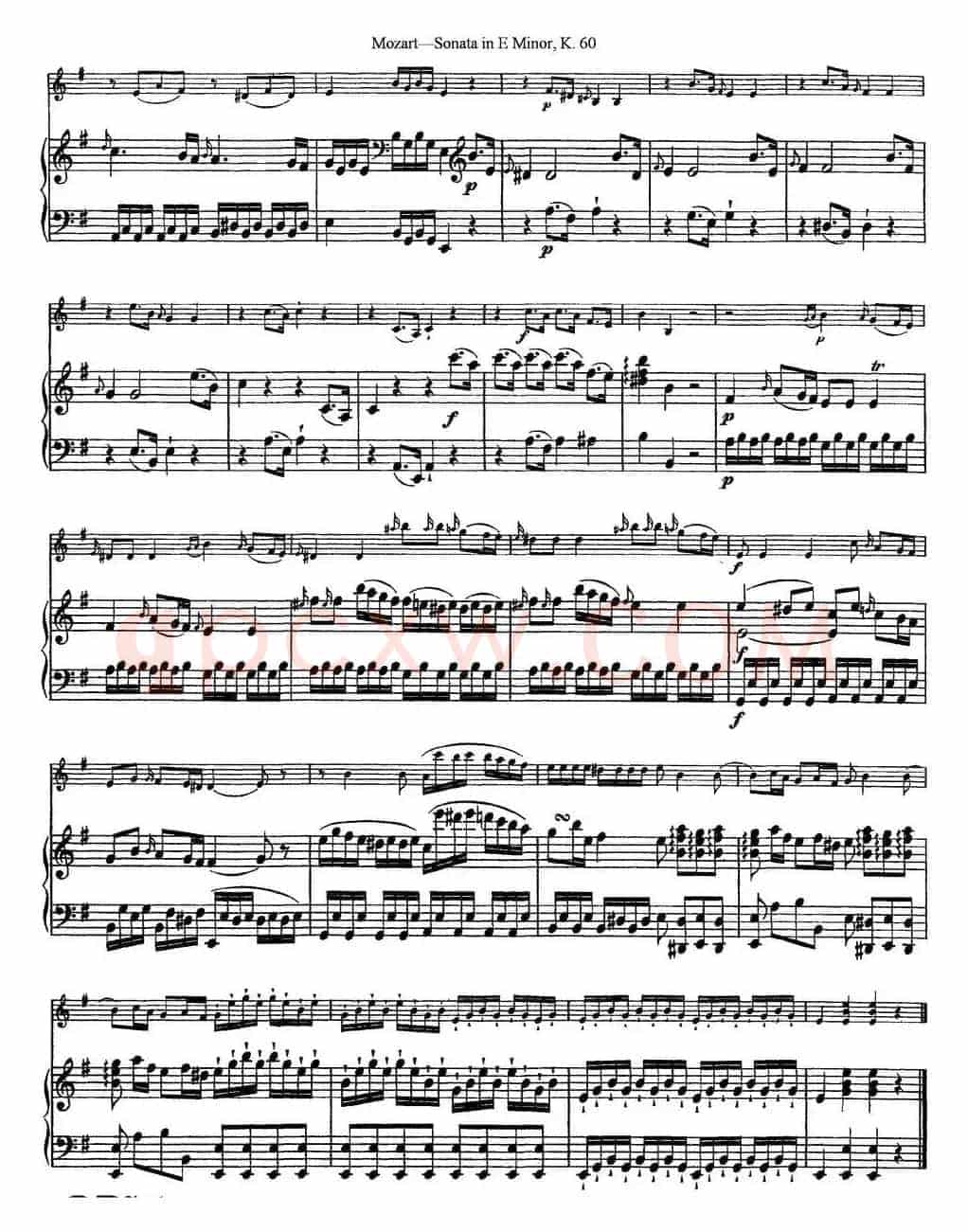 Violin Sonata in E Minor K.60（小提琴+钢琴伴奏）